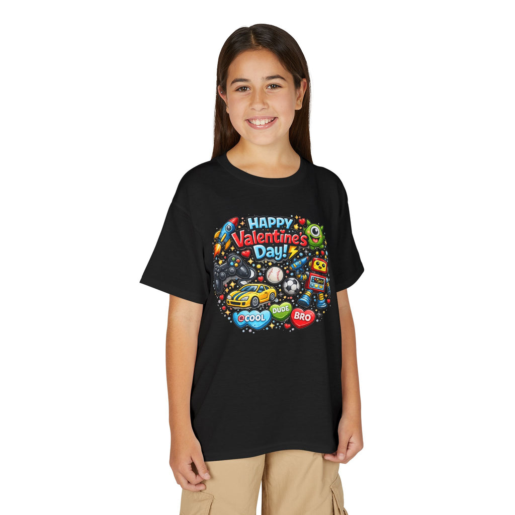 Happy Valentine's Day Cool Dude Bro Youth T-Shirt – Boys Gamer Robot Tee