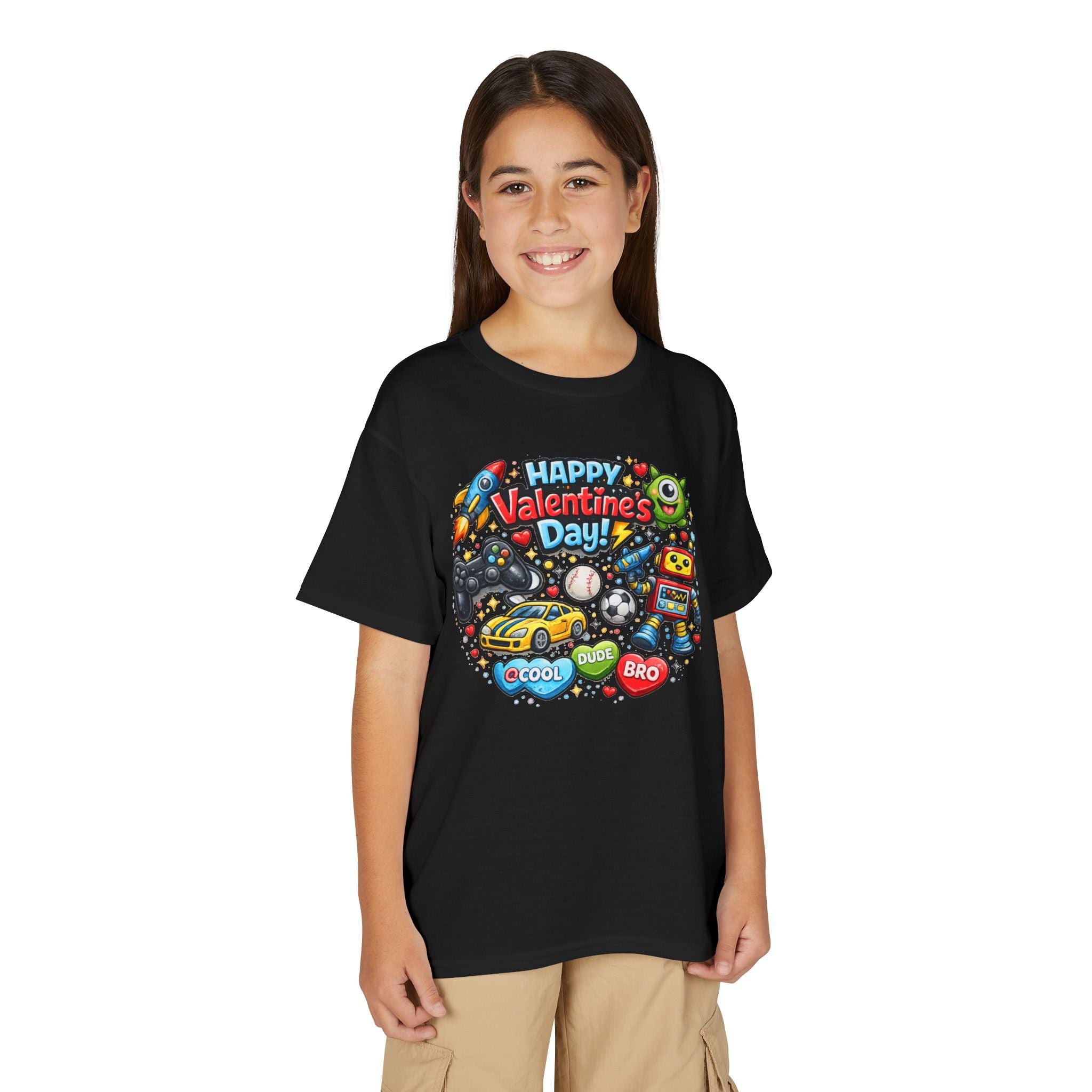 Happy Valentine's Day Cool Dude Bro Youth T-Shirt – Boys Gamer Robot Tee