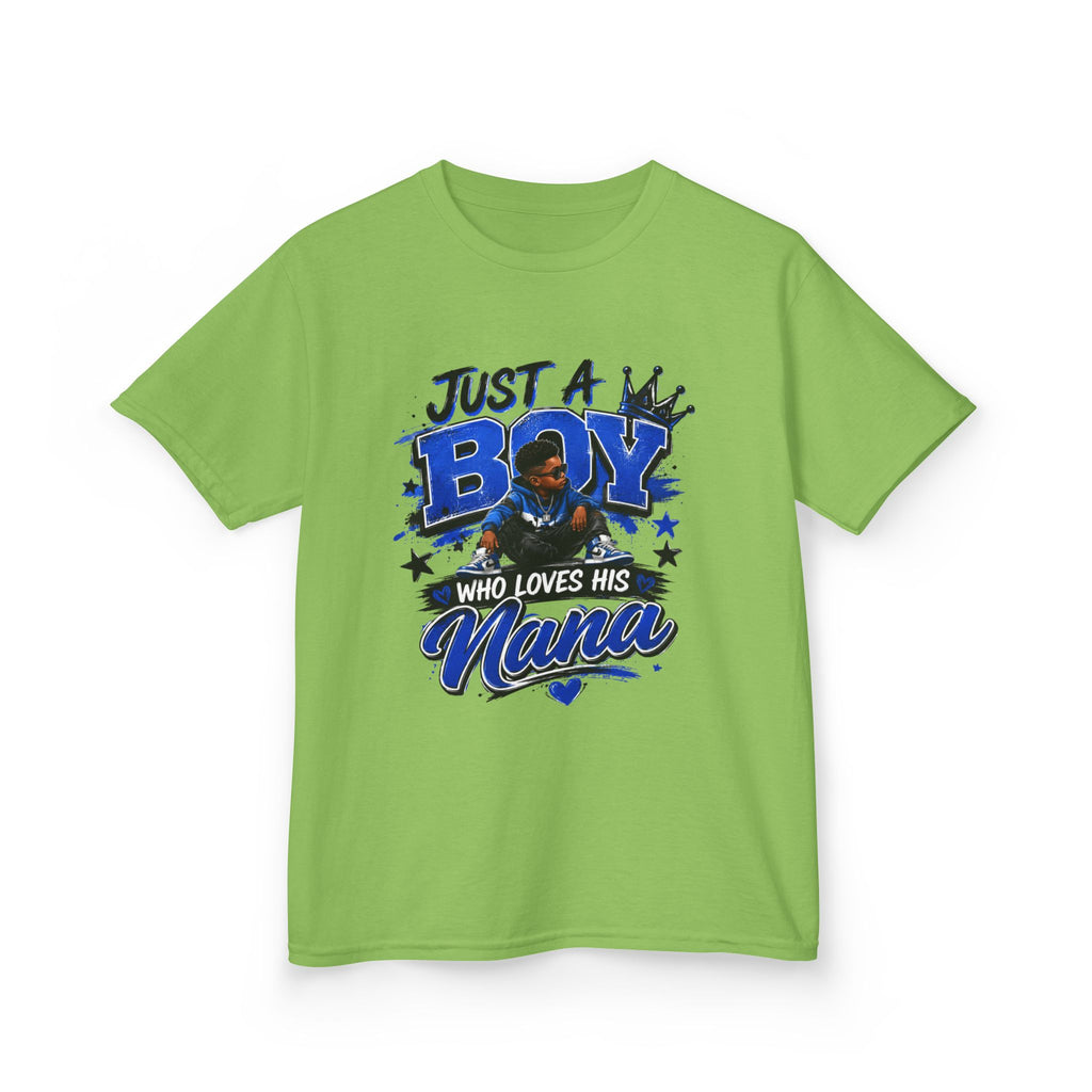 Just a Boy Who Loves His Nana T-Shirt | Hip Hop Kids Graphic Tee | Nana Gift Shirt for Boys