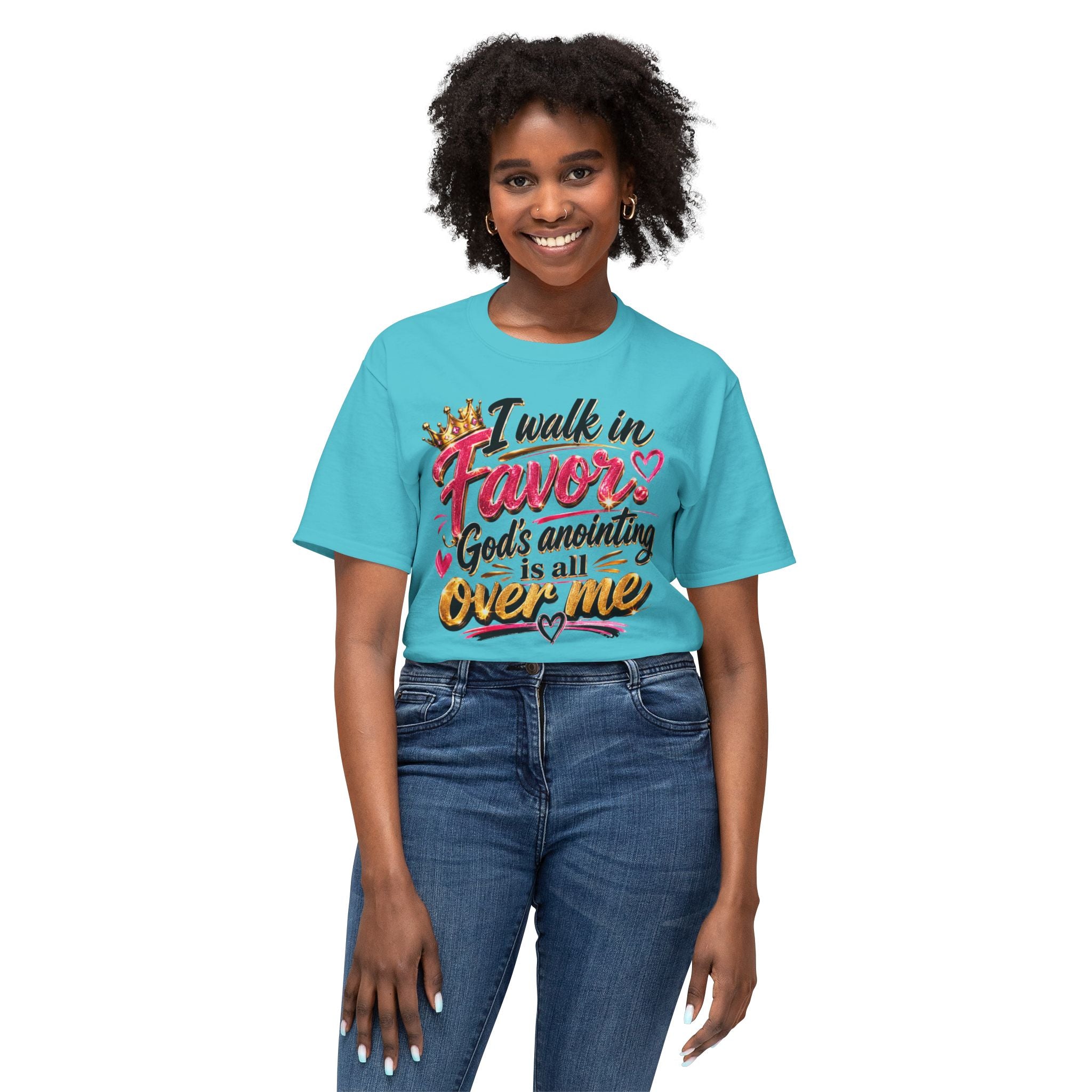 "I Walk in Favor" God's Anointing Is All Over Me Graphic Tee – Faith & Empowerment Shirt