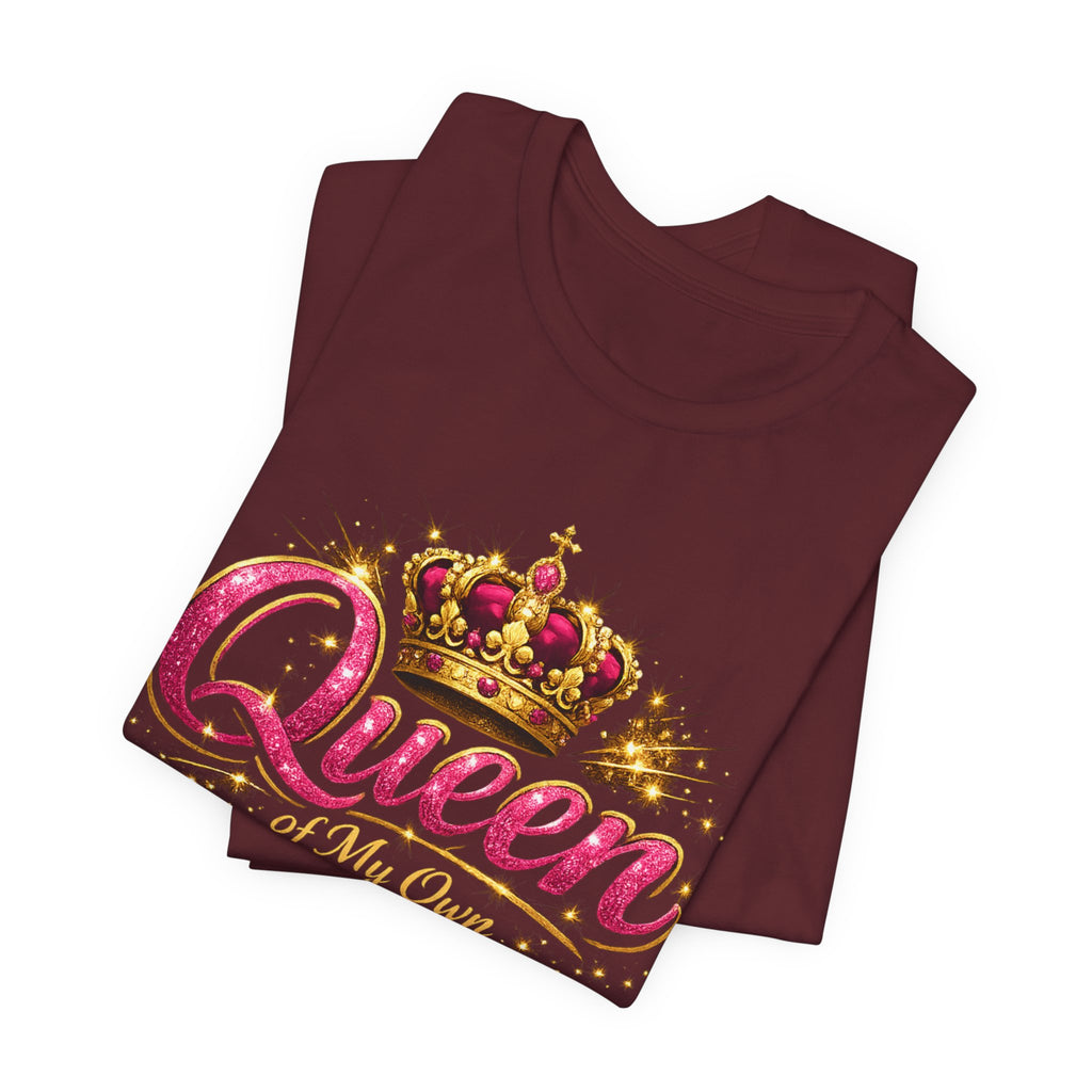 Queen of My Own Life T-Shirt | Crown Glitter Graphic Tee for Women