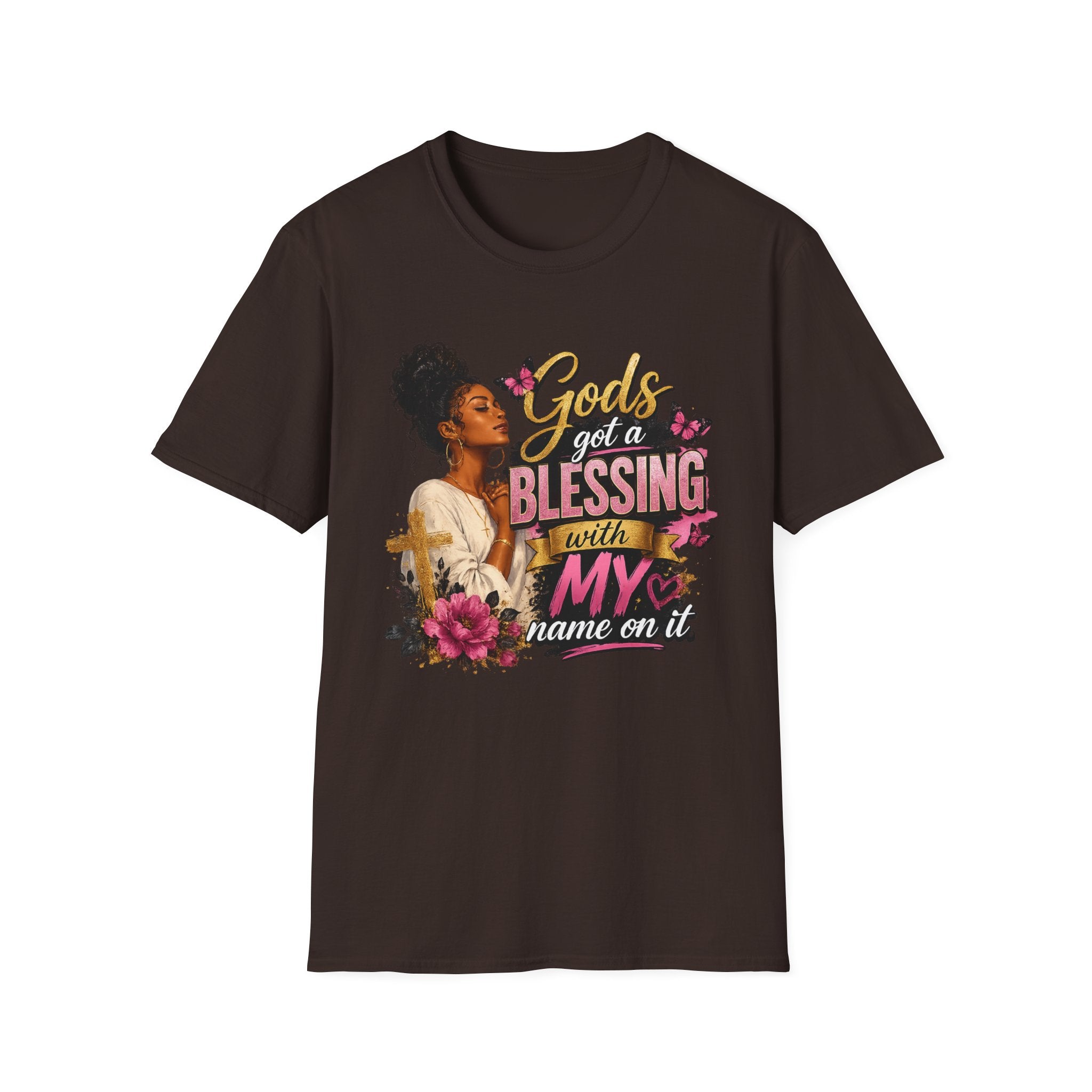 God's Got a Blessing With My Name On It T-Shirt | Faith Tee | Black Woman Prayer Graphic Tee
