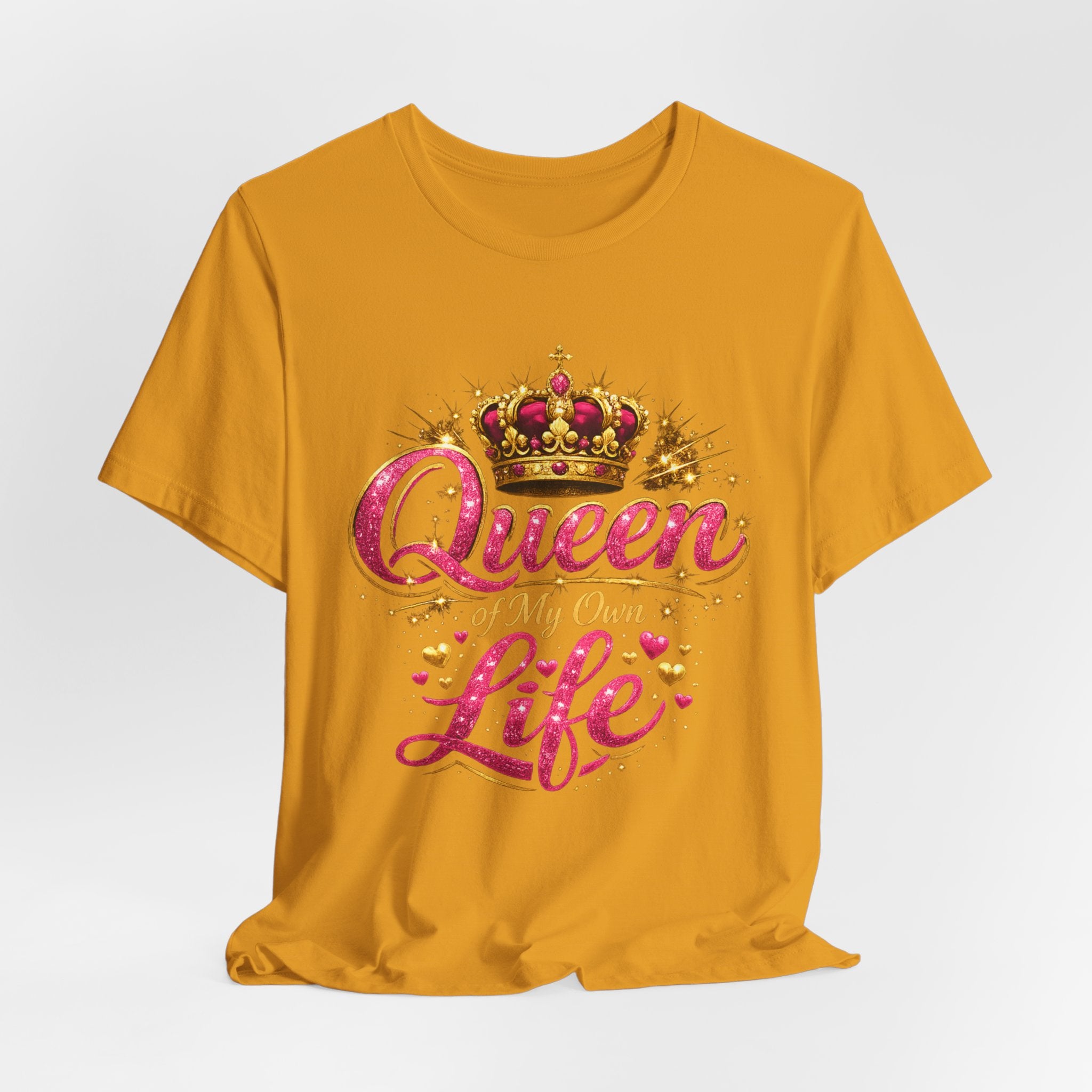 Queen of My Own Life T-Shirt | Crown Glitter Graphic Tee for Women