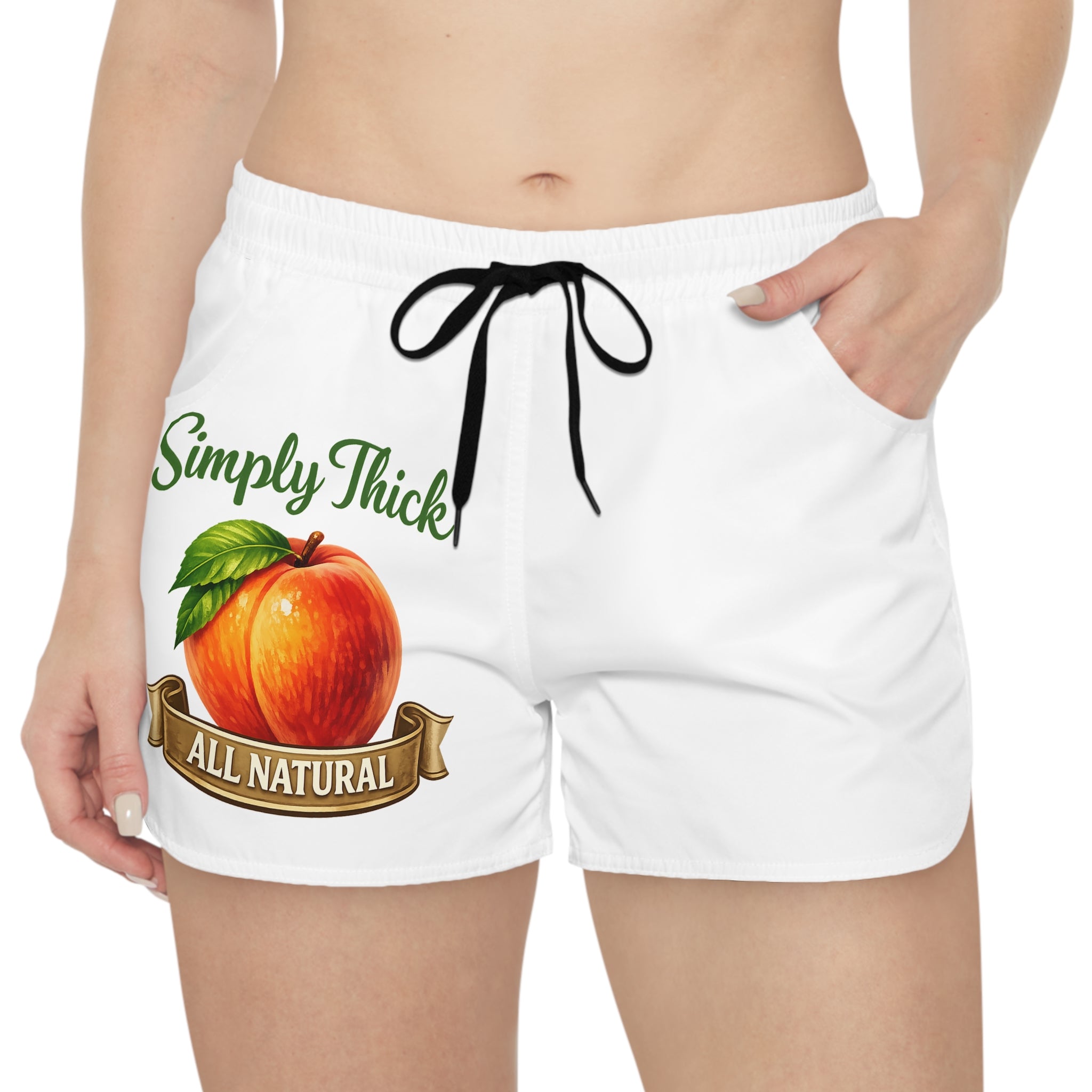 Simply Thick Peach Graphic Women's Casual Shorts – "All Natural" AOP Lounge Shorts