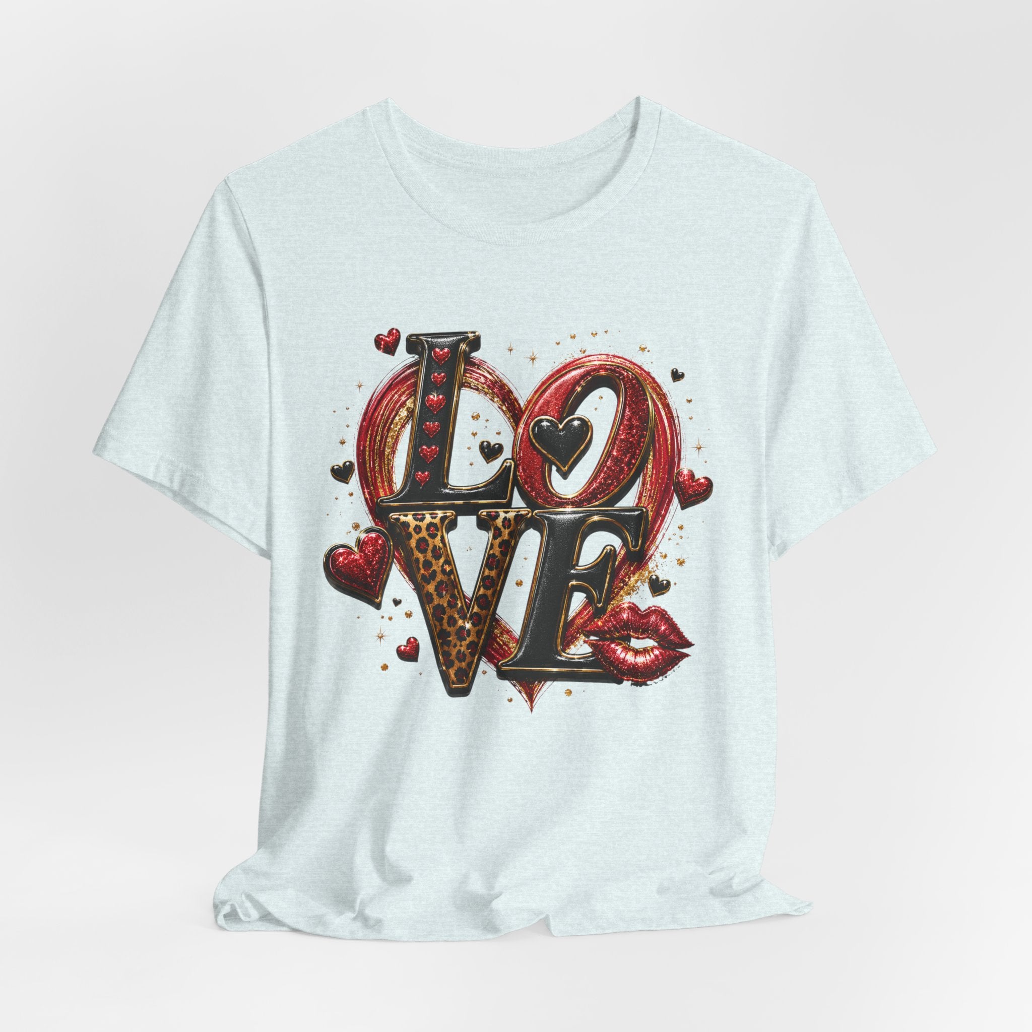 LOVE – Leopard Print & Glitter Valentine's Day T-Shirt