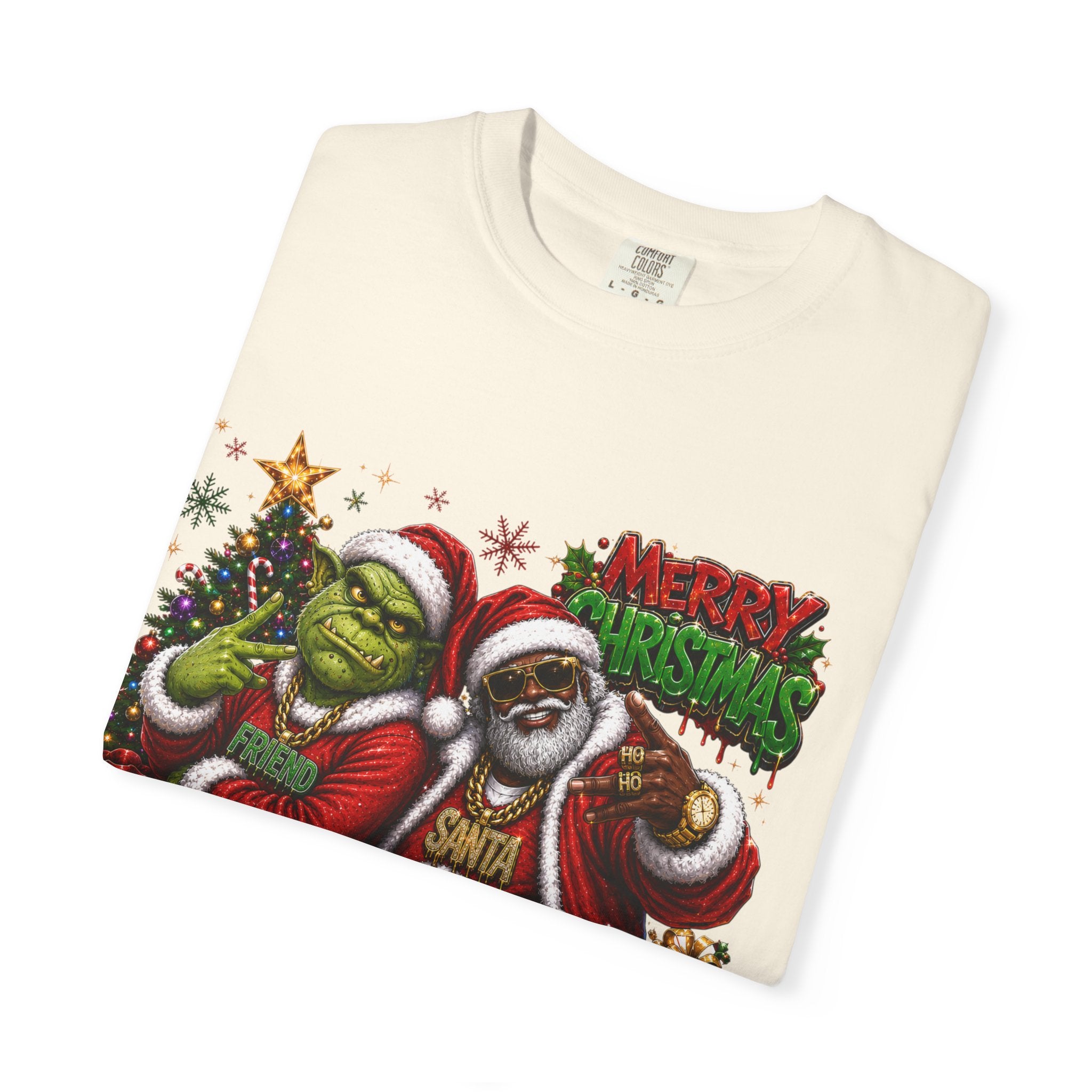 Santa and Friend Merry Christmas Shirt – Hip Hop Holiday Tee | Funny Christmas Gift