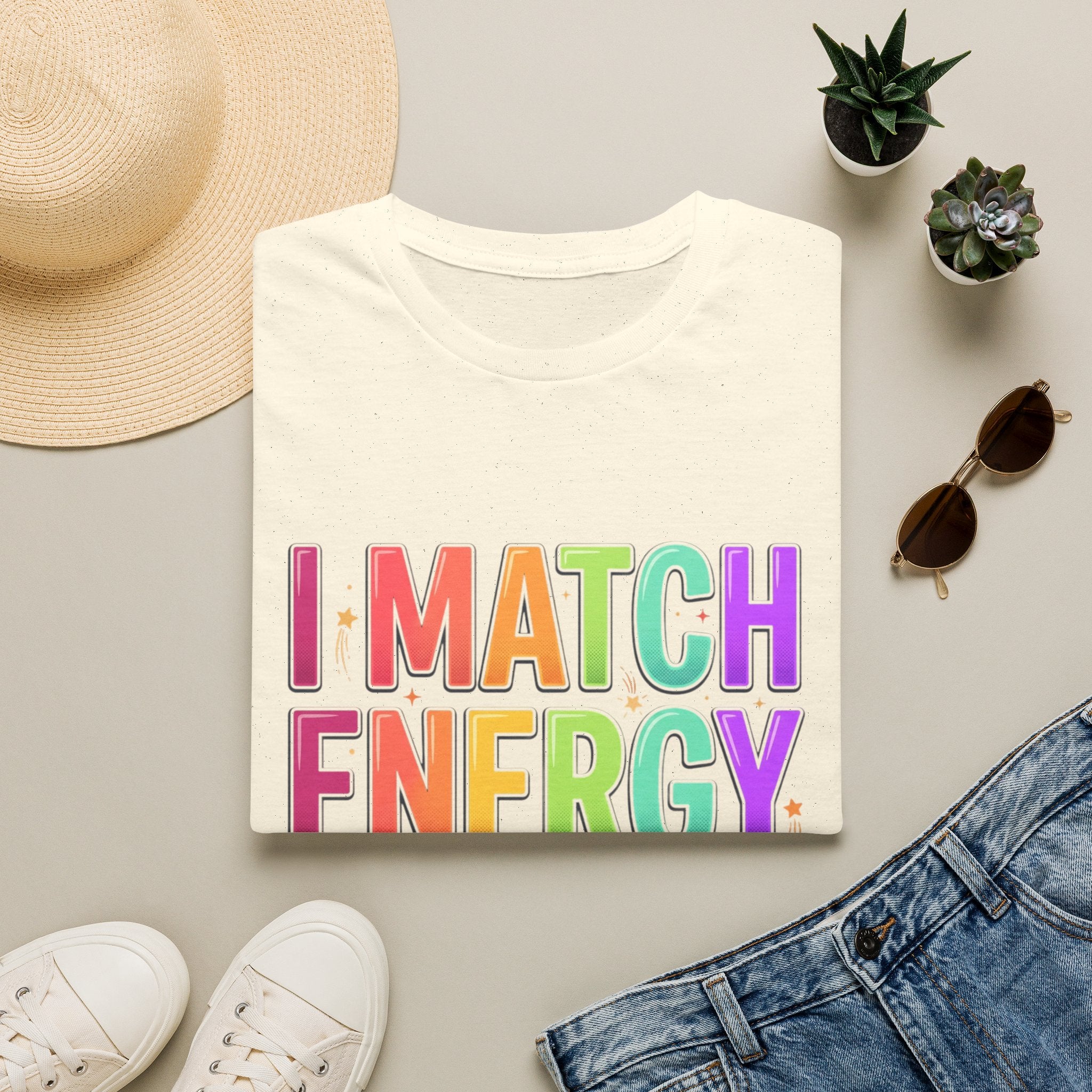 I Match Energy So How We Gon' Act Today T-Shirt | Funny Attitude Tee | Colorful Statement Graphic Tee