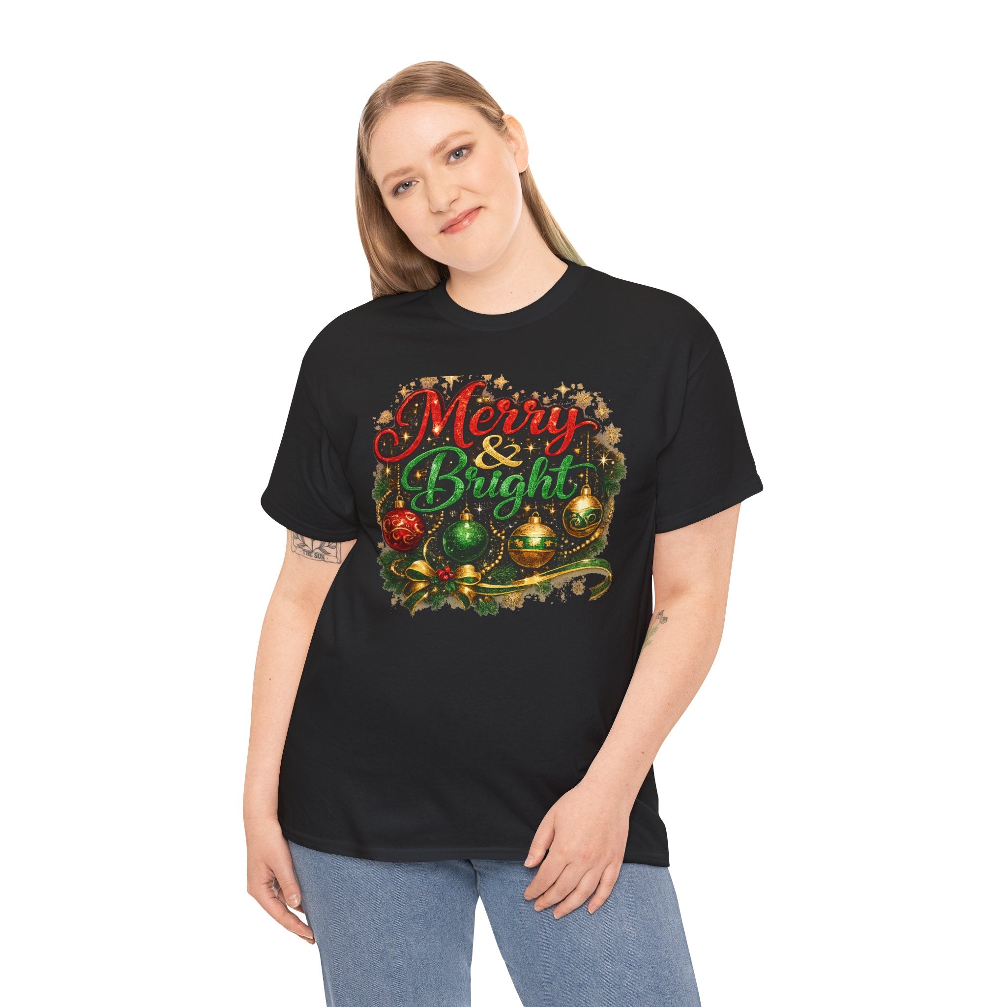 Merry and Bright Christmas Shirt – Glitter Holiday Tee | Classic Christmas Gift