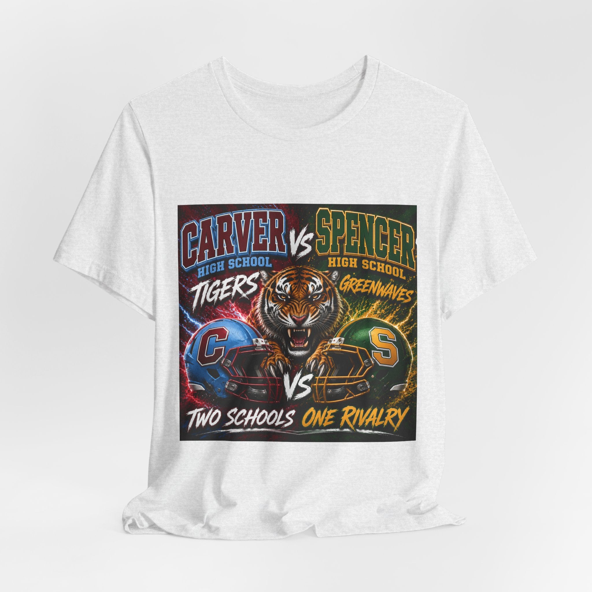 Carver vs Spencer High School Rivalry T-Shirt | Tigers vs Greenwaves Two Schools One Rivalry Tee