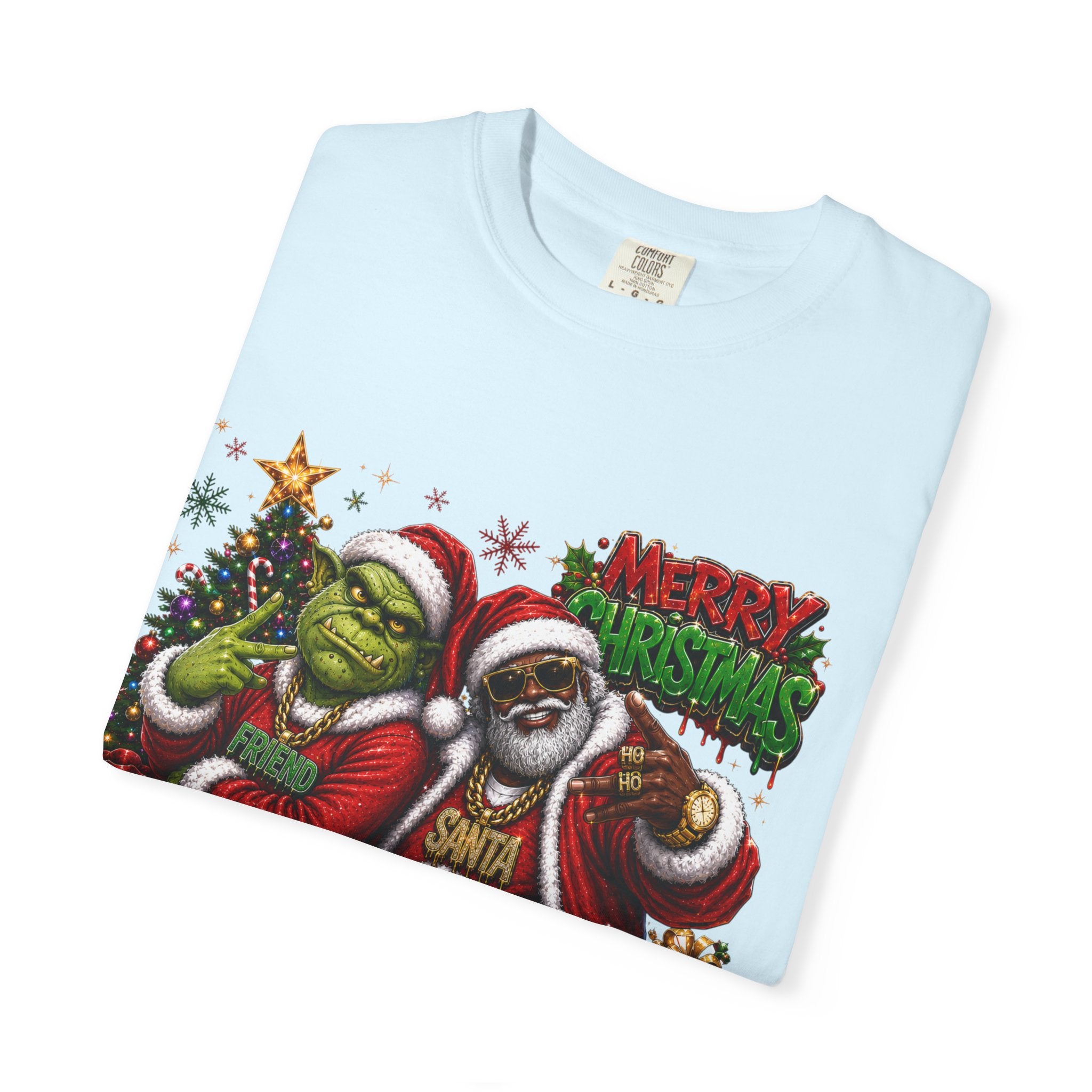 Santa and Friend Merry Christmas Shirt – Hip Hop Holiday Tee | Funny Christmas Gift