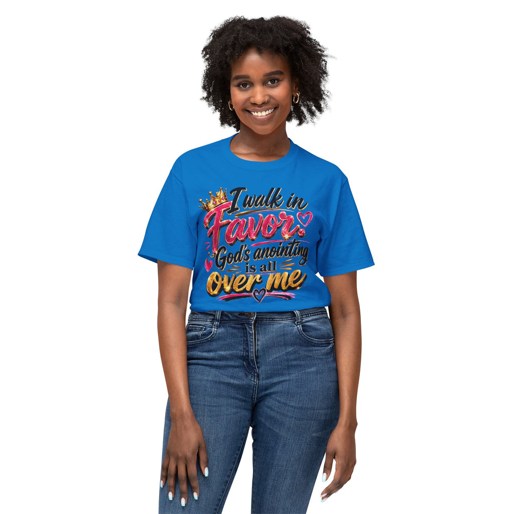 "I Walk in Favor" God's Anointing Is All Over Me Graphic Tee – Faith & Empowerment Shirt