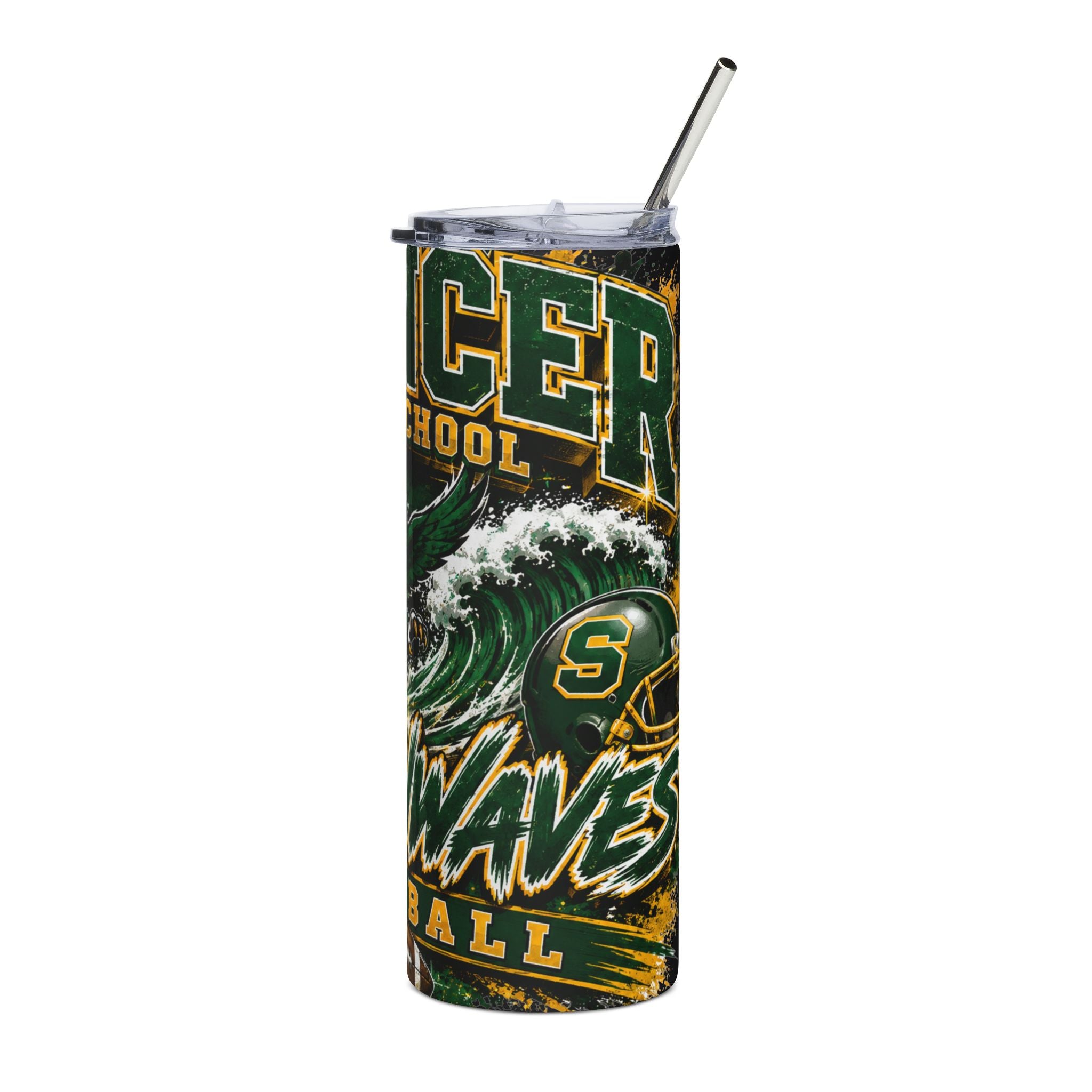 Spencer High School Greenwaves 20oz Stainless Steel Tumbler – Football Spirit