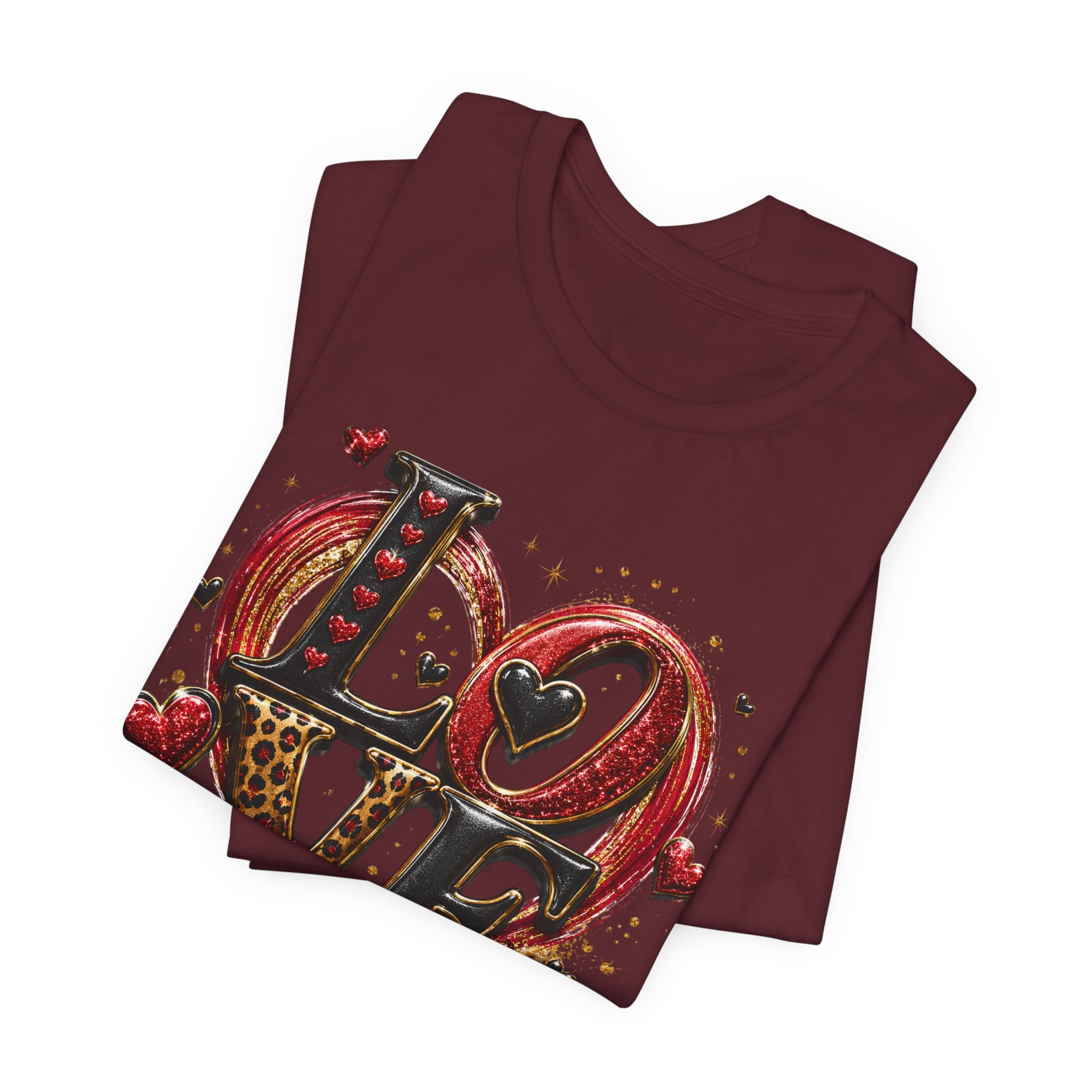 LOVE – Leopard Print & Glitter Valentine's Day T-Shirt