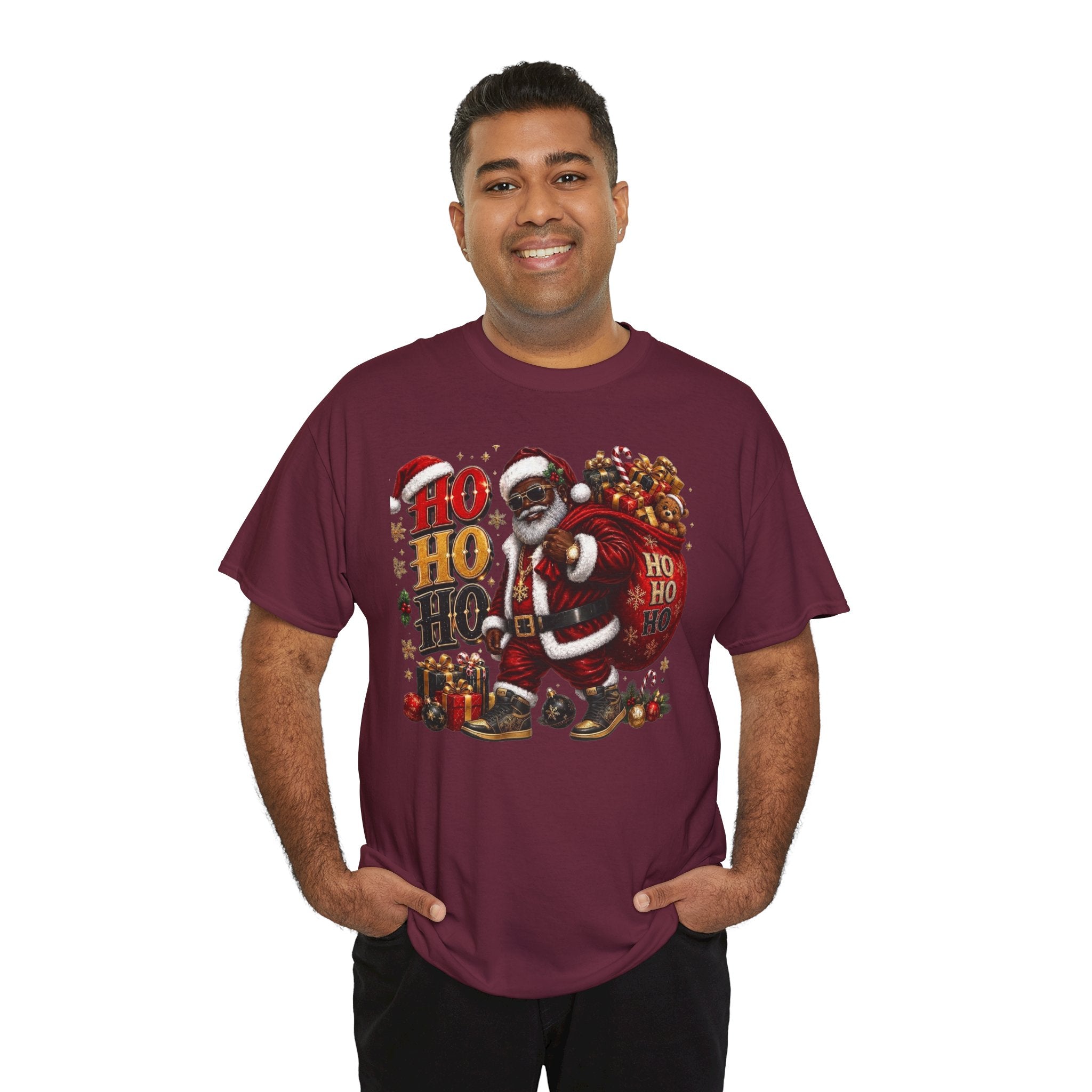 Black Santa Ho Ho Ho Shirt – Melanin Christmas Tee | Holiday Gift for Himz xc