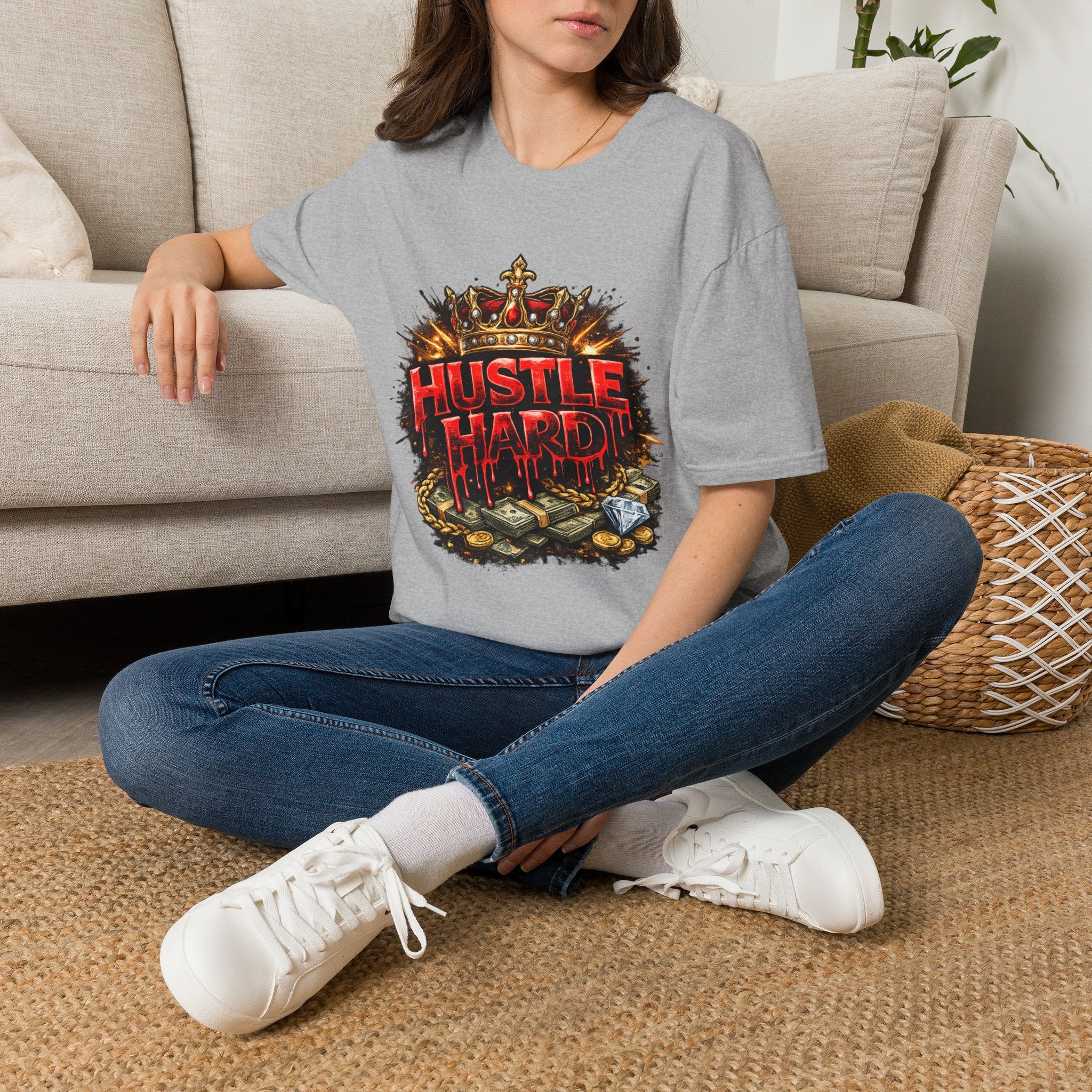 Hustle Hard T-Shirt – Crown & Money Graphic Tee