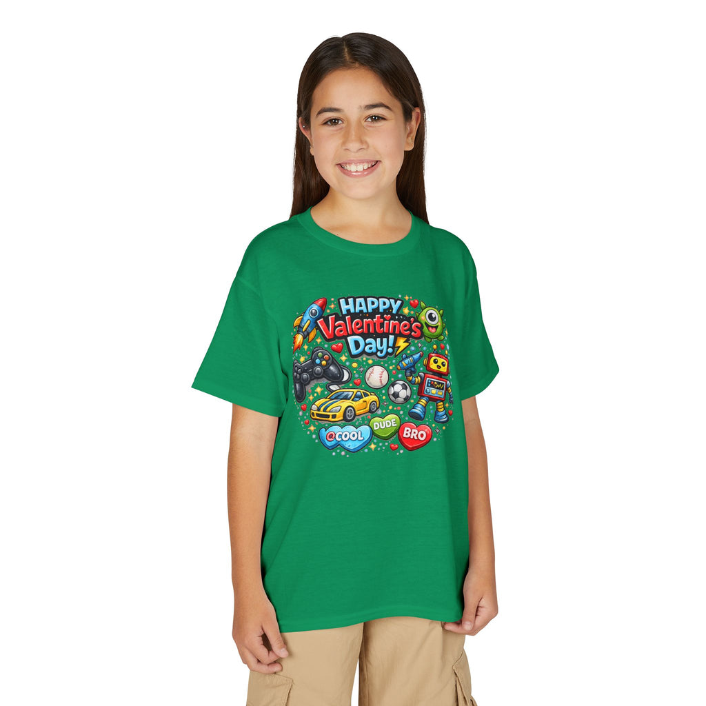 Happy Valentine's Day Cool Dude Bro Youth T-Shirt – Boys Gamer Robot Tee