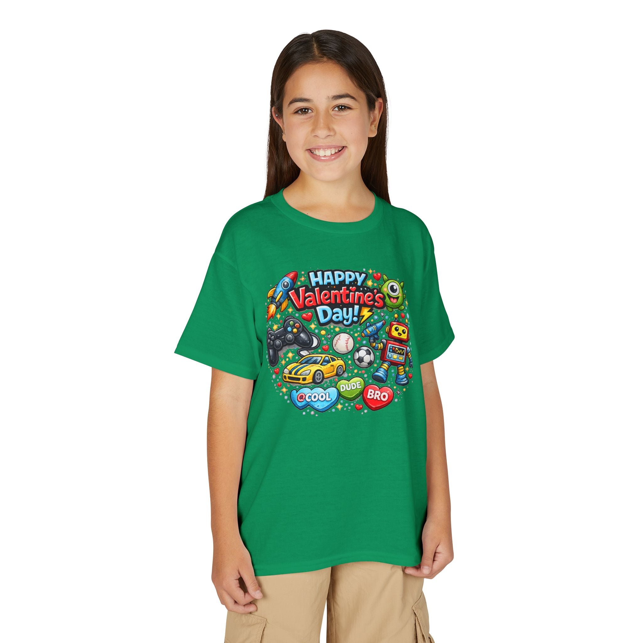 Happy Valentine's Day Cool Dude Bro Youth T-Shirt – Boys Gamer Robot Tee