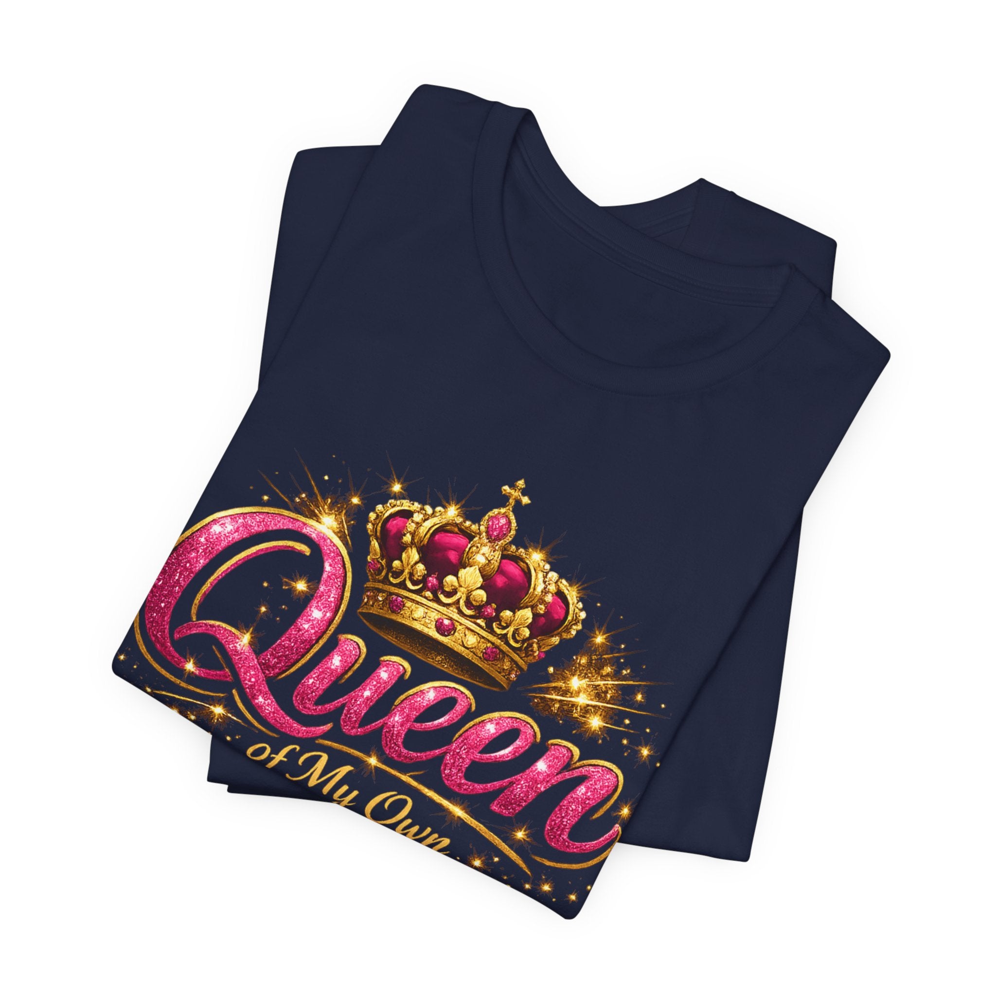 Queen of My Own Life T-Shirt | Crown Glitter Graphic Tee for Women