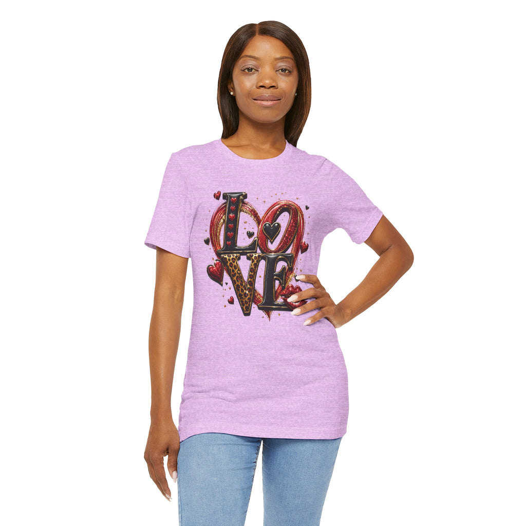 LOVE – Leopard Print & Glitter Valentine's Day T-Shirt