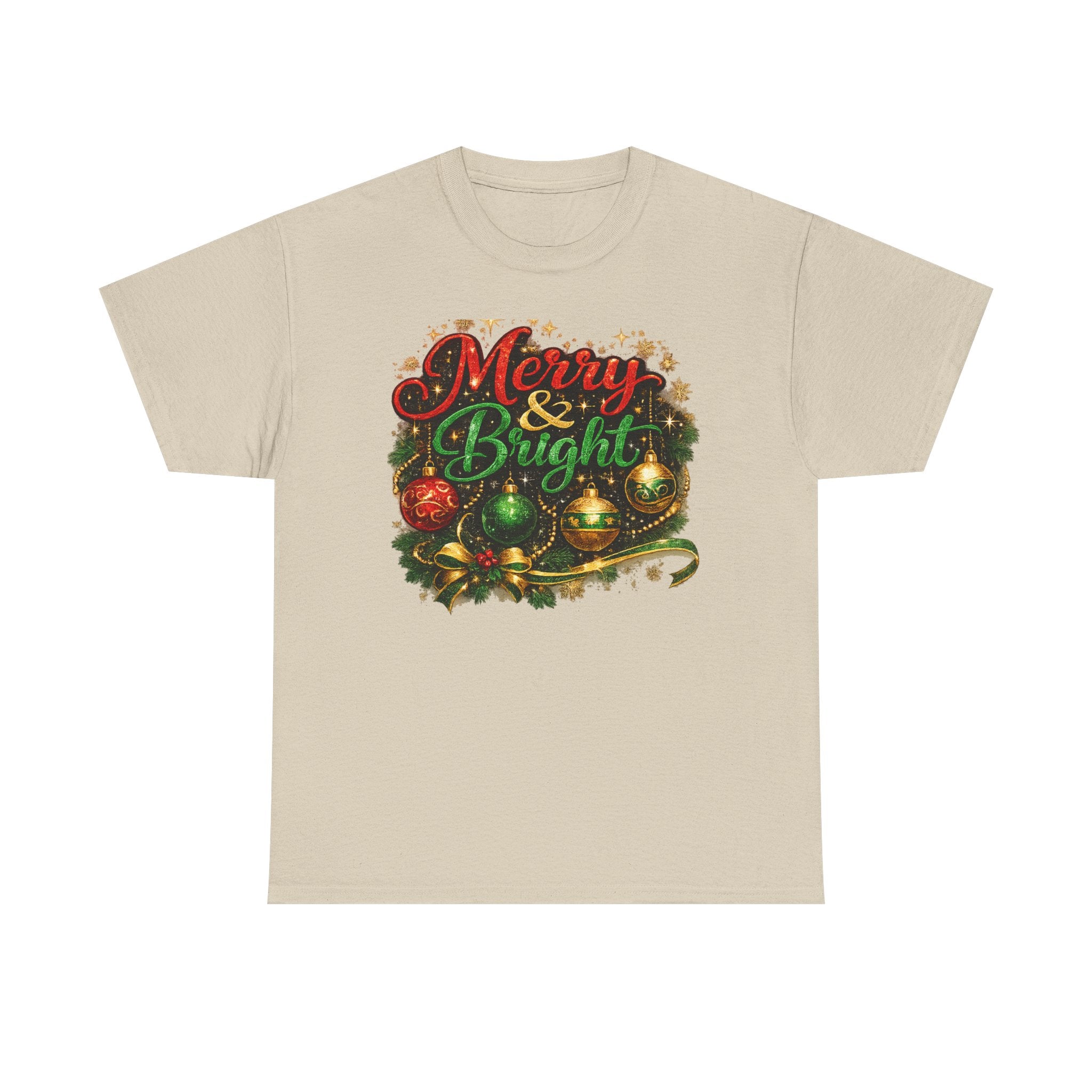 Merry and Bright Christmas Shirt – Glitter Holiday Tee | Classic Christmas Gift