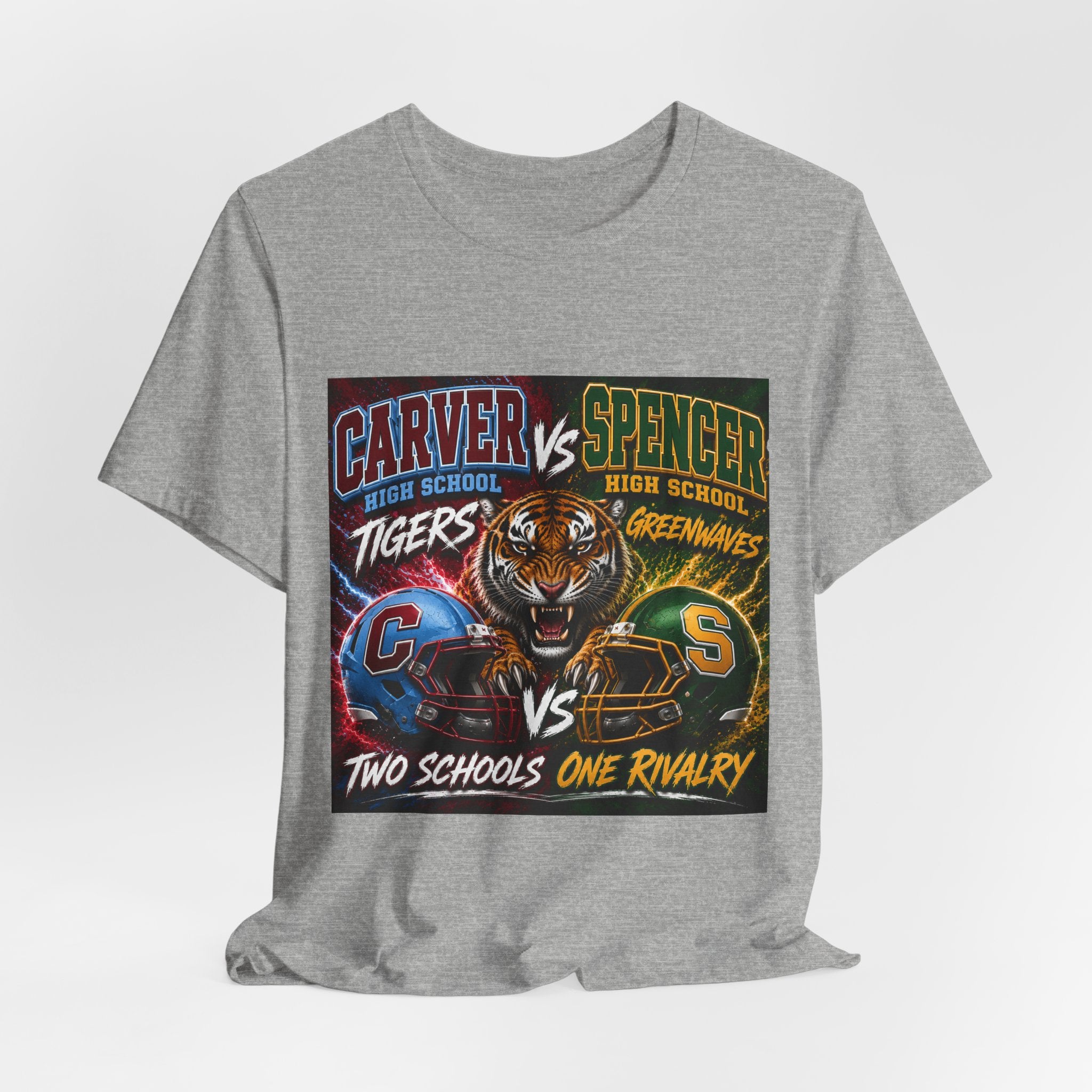 Carver vs Spencer High School Rivalry T-Shirt | Tigers vs Greenwaves Two Schools One Rivalry Tee