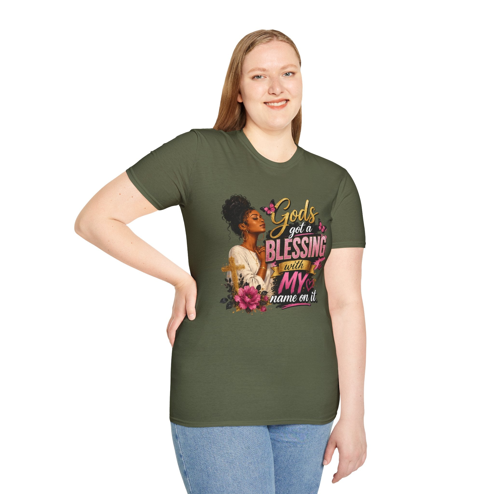 God's Got a Blessing With My Name On It T-Shirt | Faith Tee | Black Woman Prayer Graphic Tee
