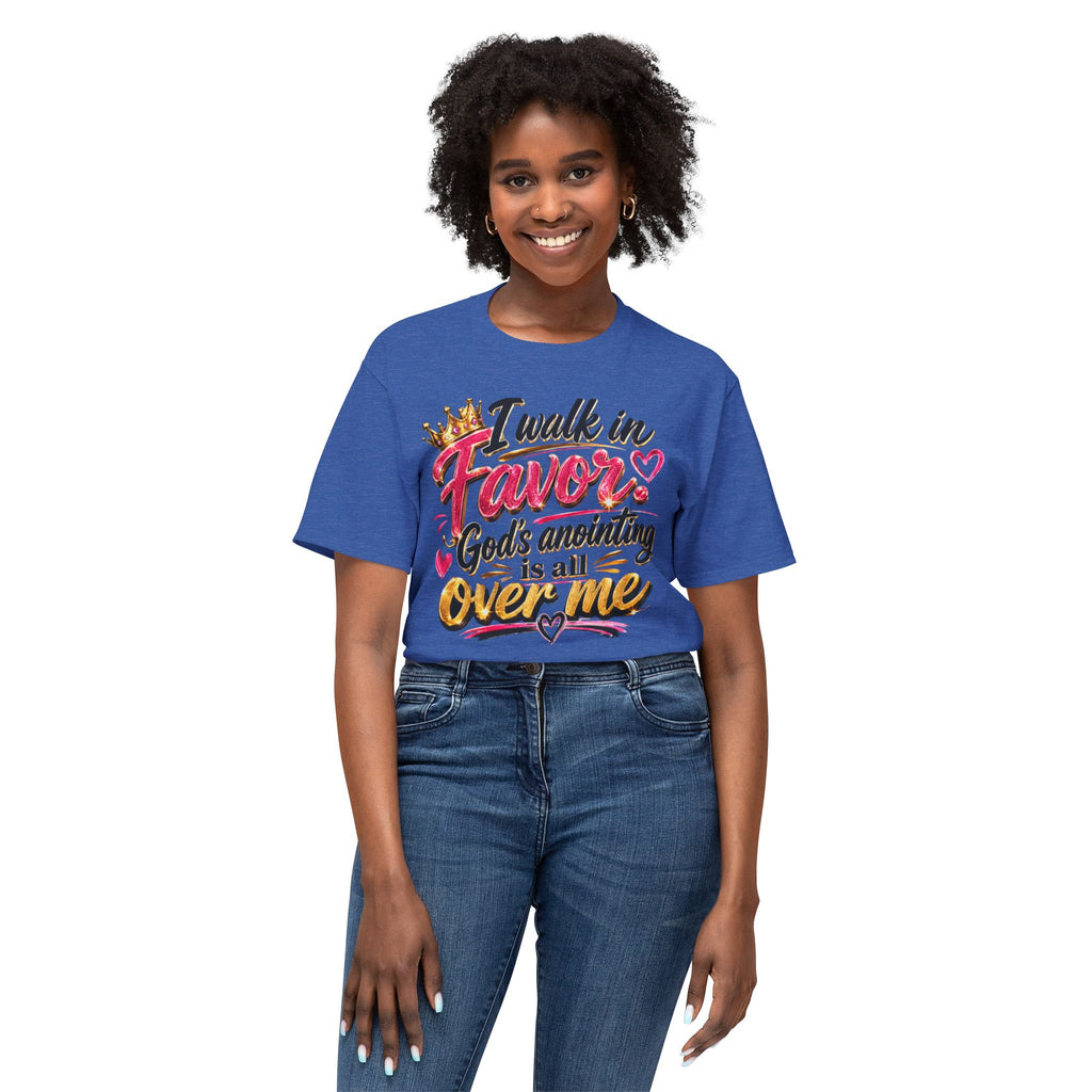 "I Walk in Favor" God's Anointing Is All Over Me Graphic Tee – Faith & Empowerment Shirt