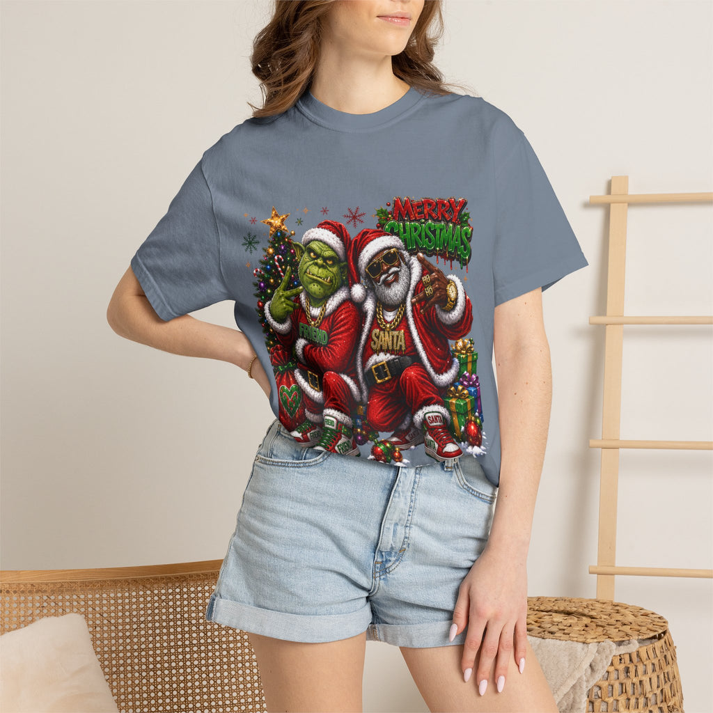 Santa and Friend Merry Christmas Shirt – Hip Hop Holiday Tee | Funny Christmas Gift