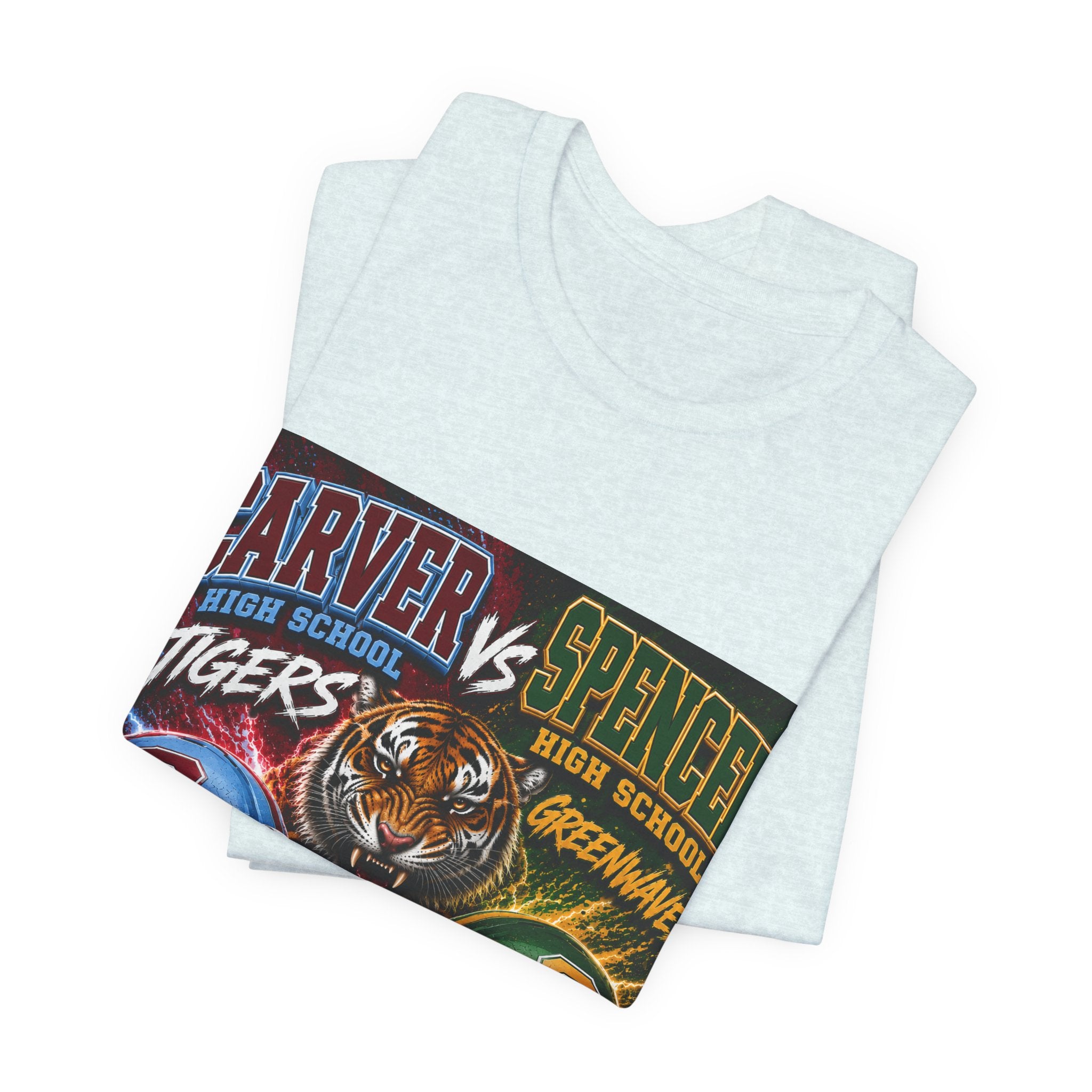 Carver vs Spencer High School Rivalry T-Shirt | Tigers vs Greenwaves Two Schools One Rivalry Tee