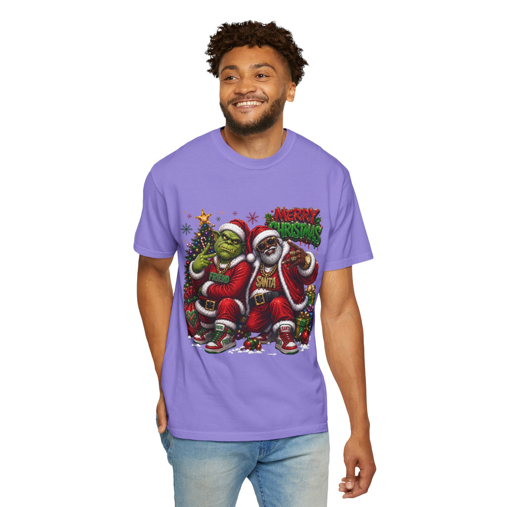 Santa and Friend Merry Christmas Shirt – Hip Hop Holiday Tee | Funny Christmas Gift