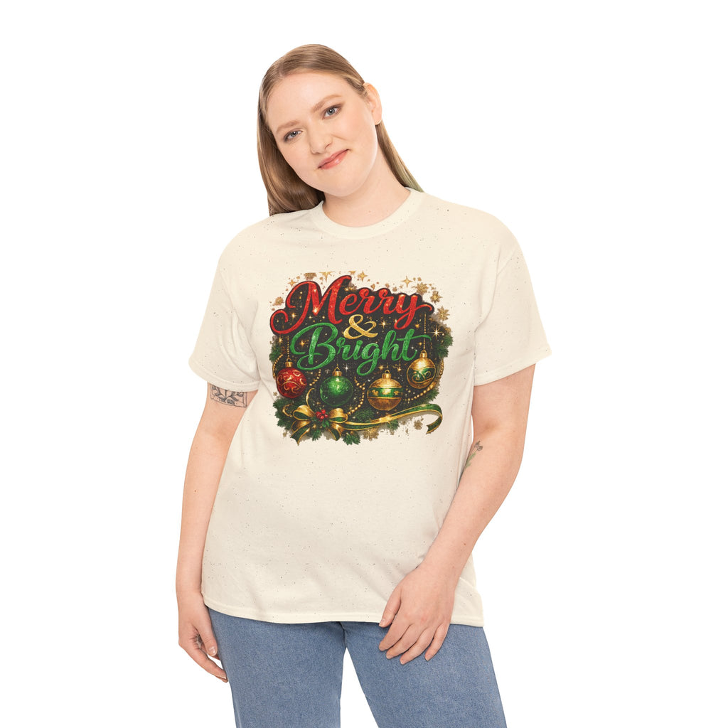 Merry and Bright Christmas Shirt – Glitter Holiday Tee | Classic Christmas Gift