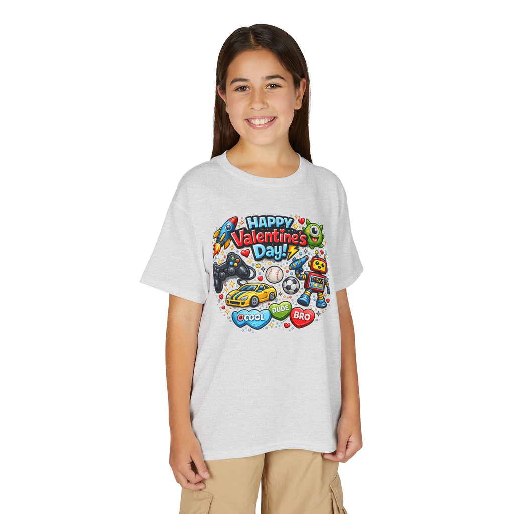 Happy Valentine's Day Cool Dude Bro Youth T-Shirt – Boys Gamer Robot Tee