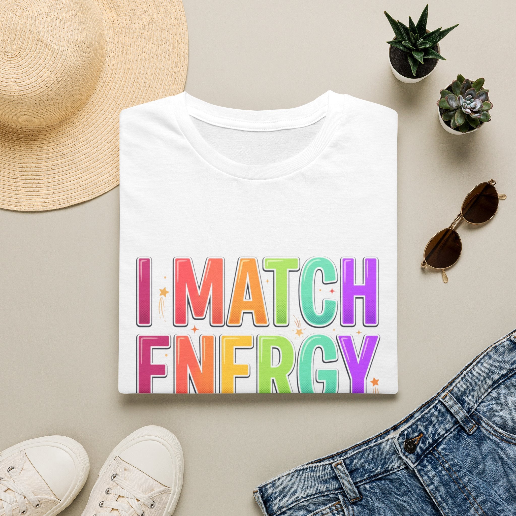 I Match Energy So How We Gon' Act Today T-Shirt | Funny Attitude Tee | Colorful Statement Graphic Tee