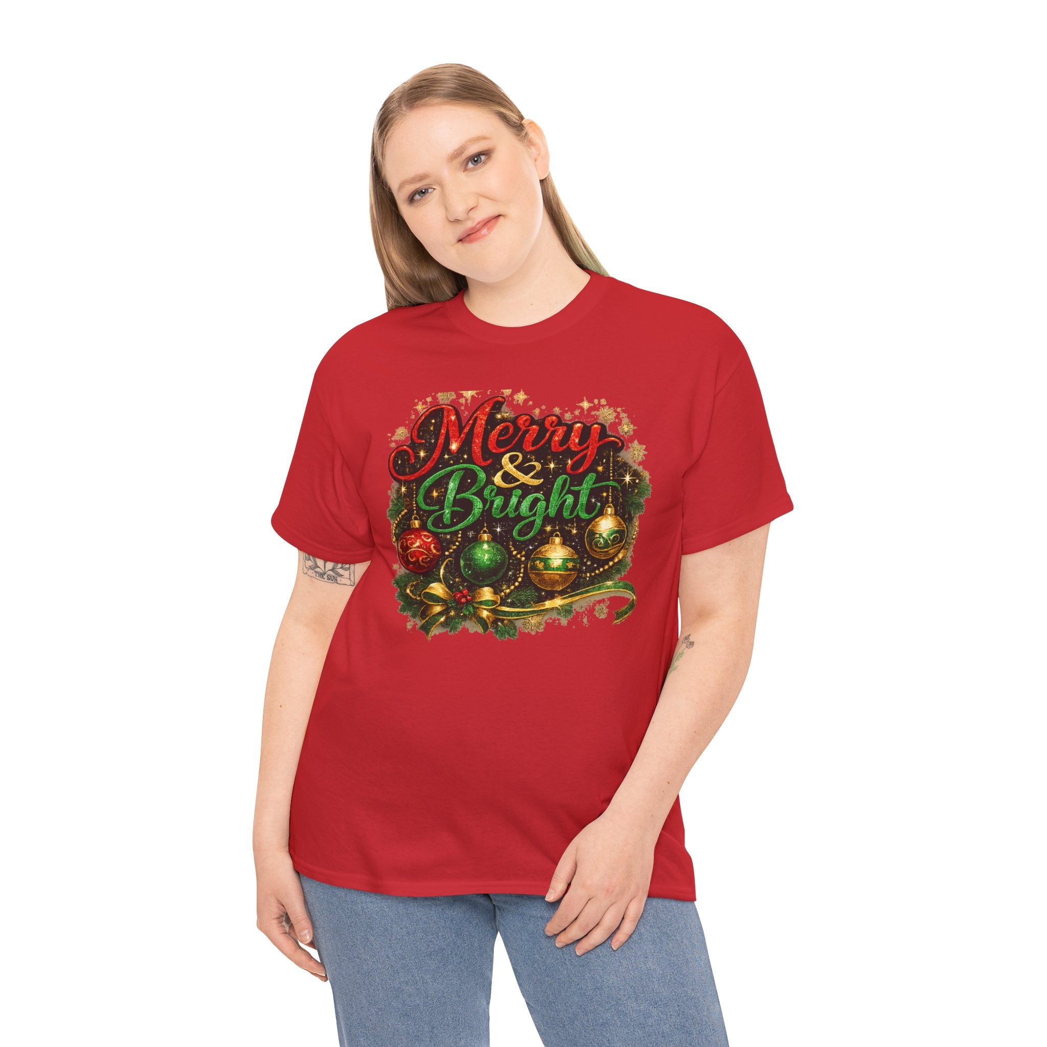 Merry and Bright Christmas Shirt – Glitter Holiday Tee | Classic Christmas Gift