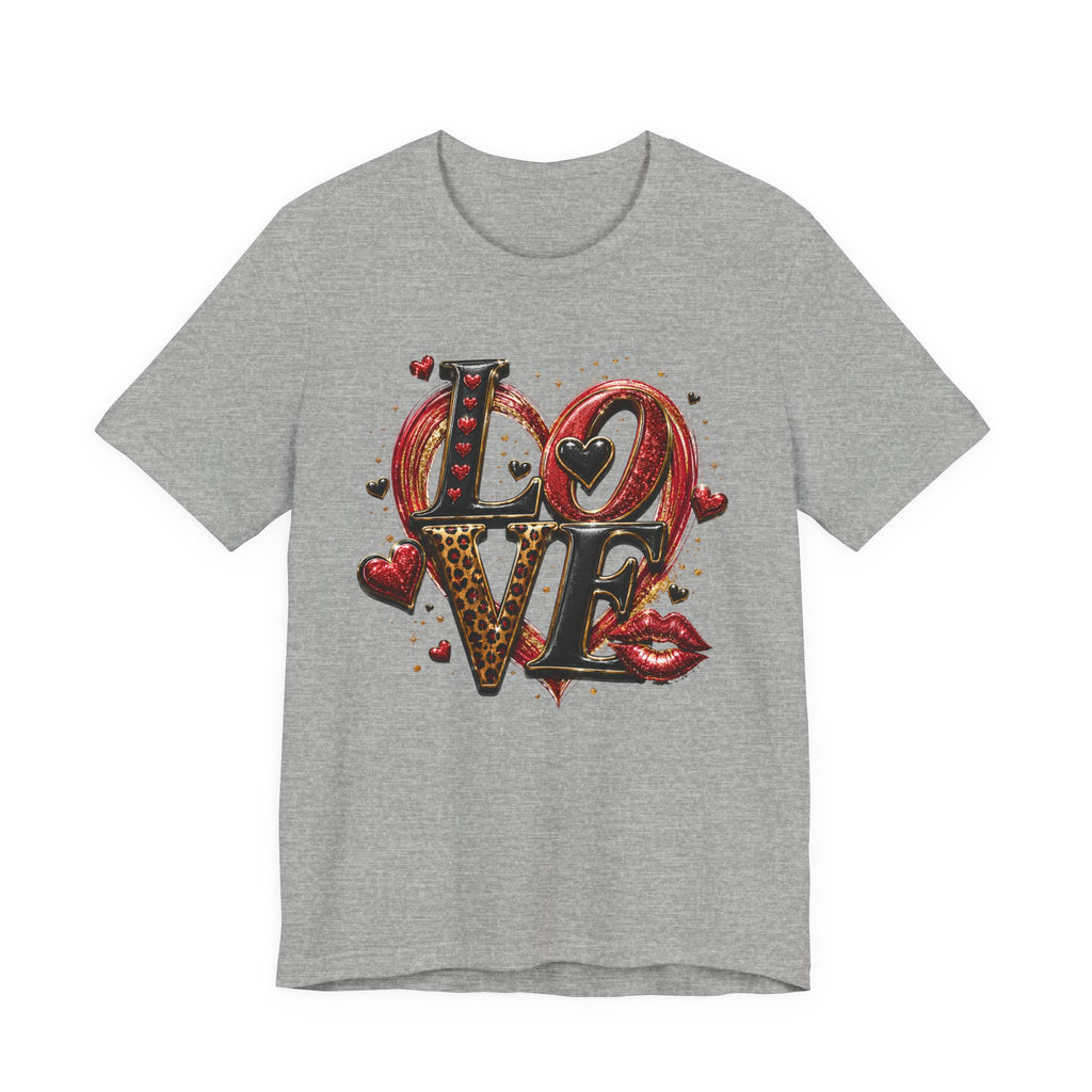 LOVE – Leopard Print & Glitter Valentine's Day T-Shirt