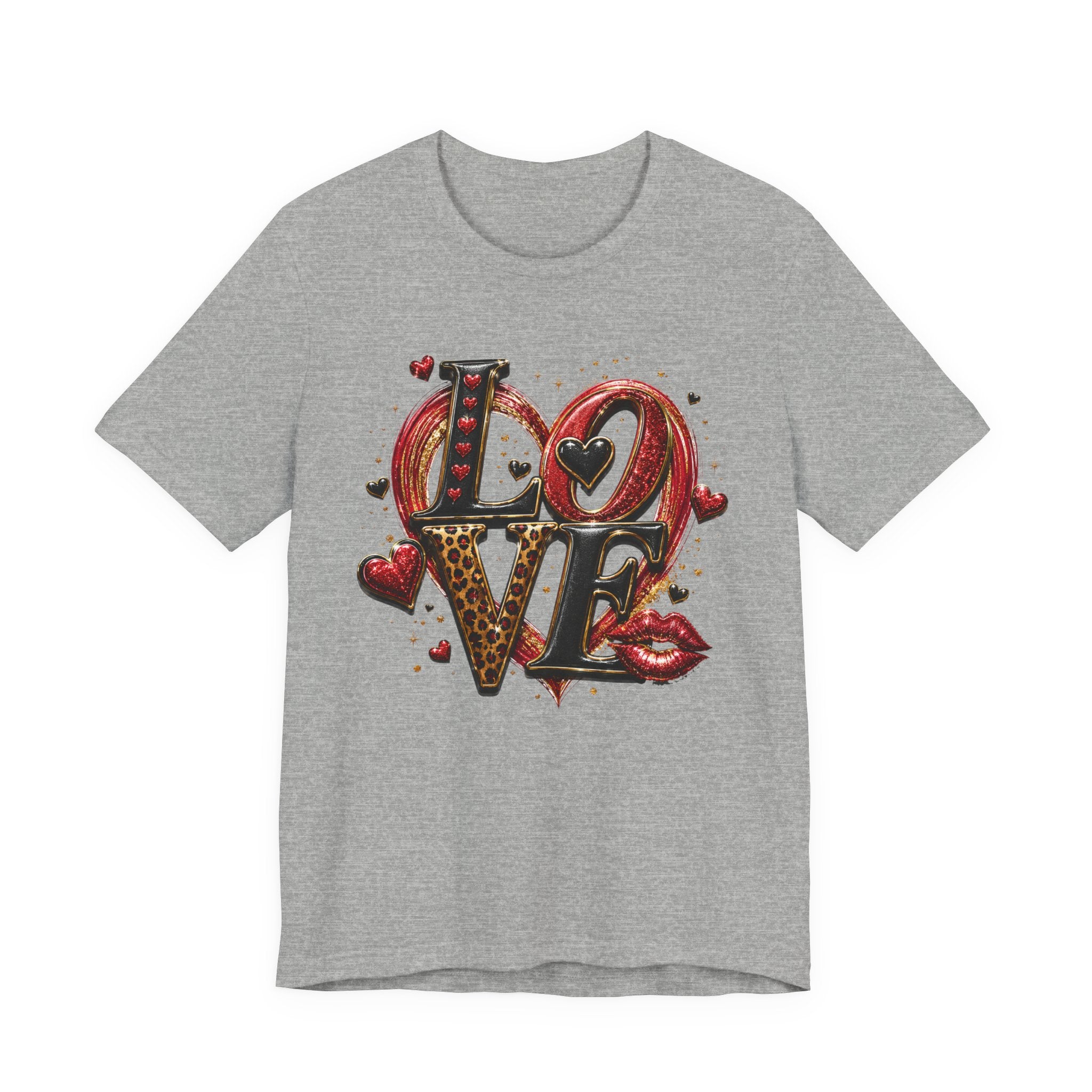LOVE – Leopard Print & Glitter Valentine's Day T-Shirt