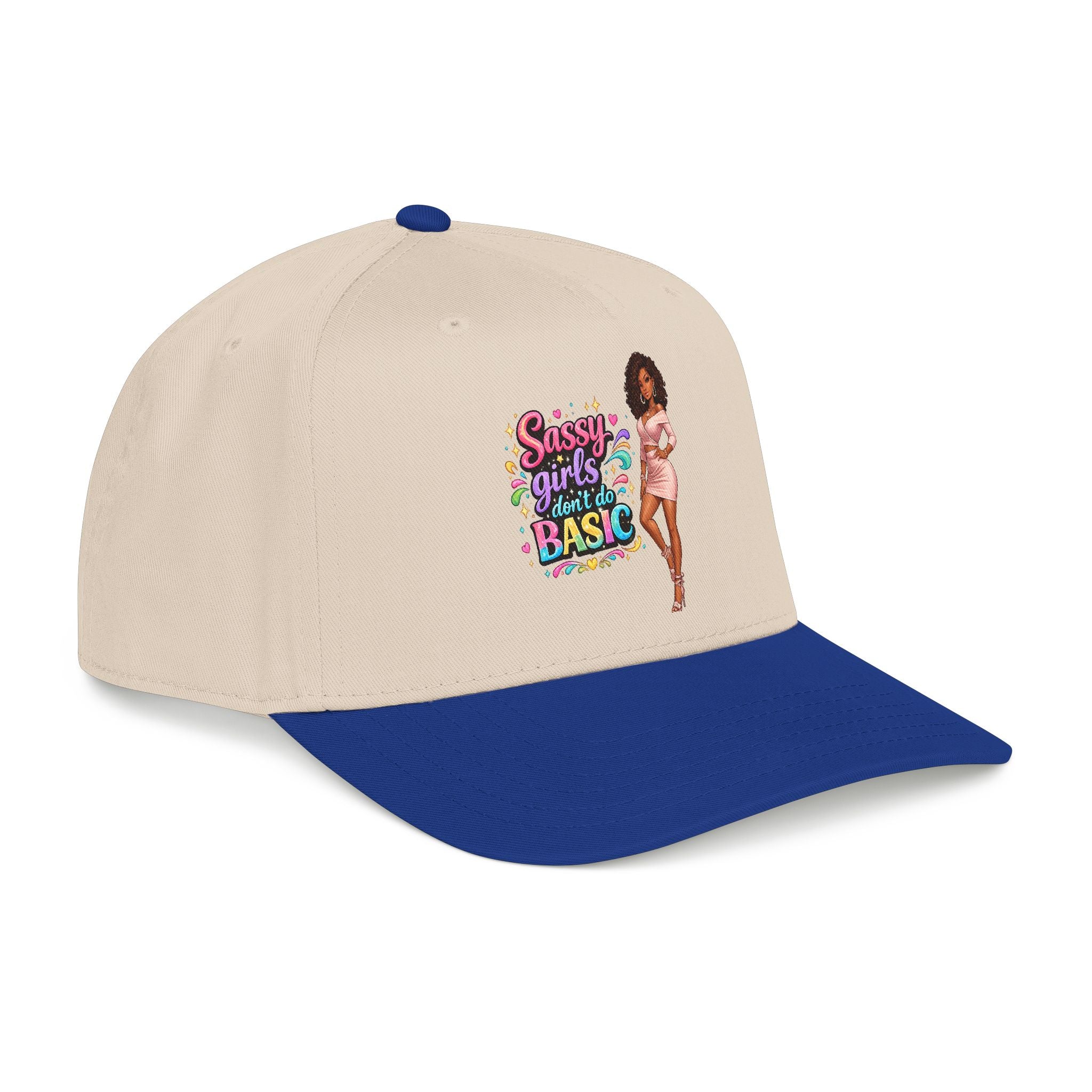 Sassy Girls Don't Do Basic Ball Cap – Royal/Natural