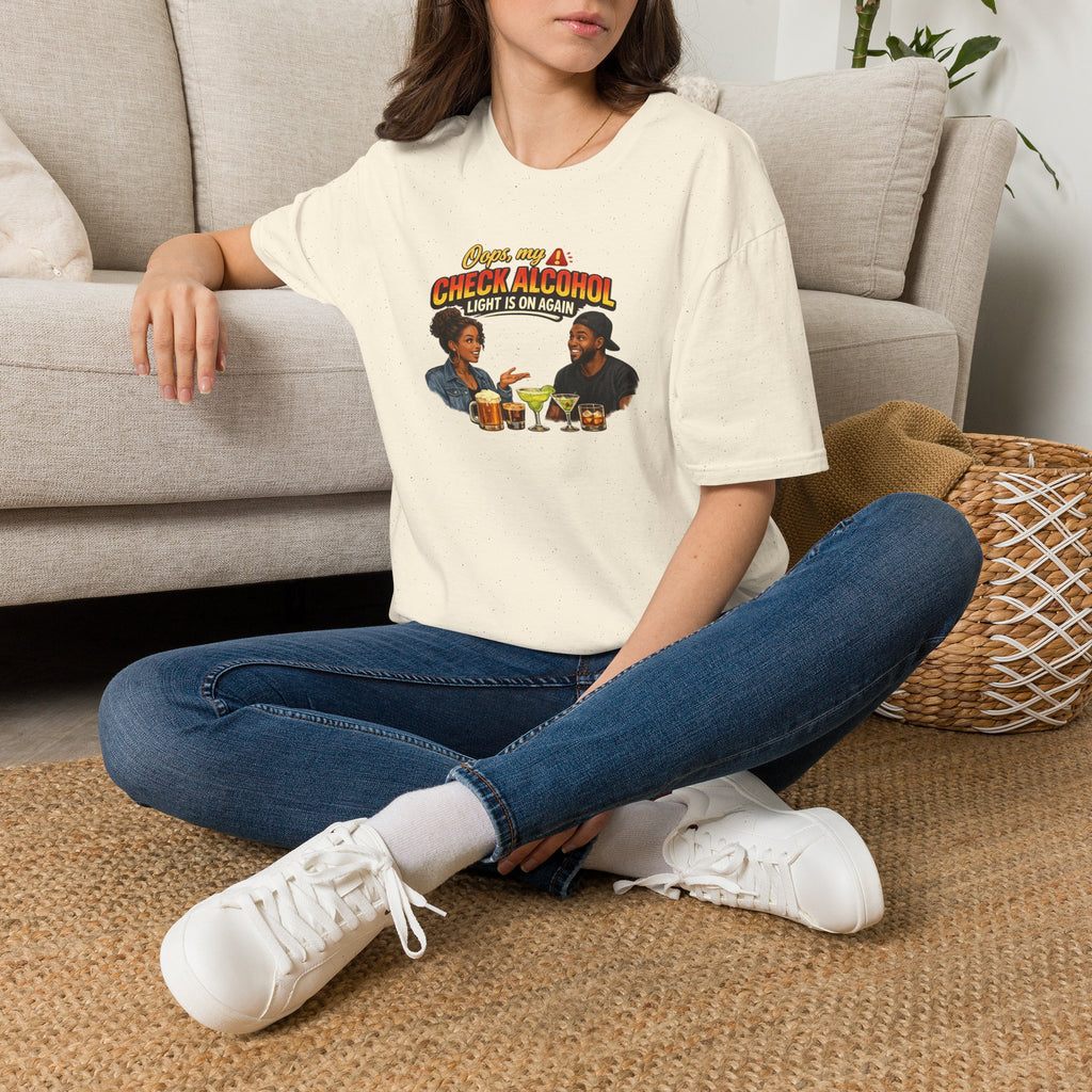 Oops My Check Alcohol Light Is On Again T-Shirt | Funny Drinking Shirt | Day Party Graphic Tee