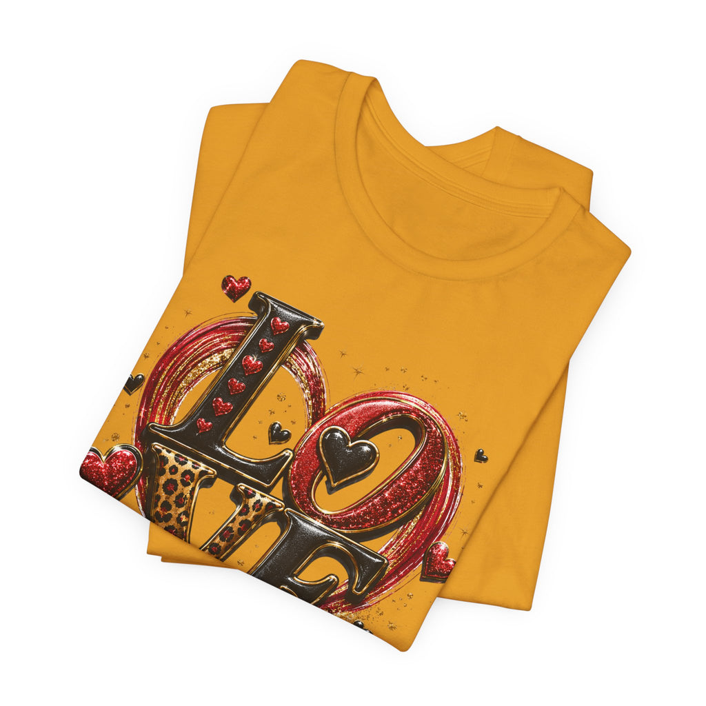 LOVE – Leopard Print & Glitter Valentine's Day T-Shirt