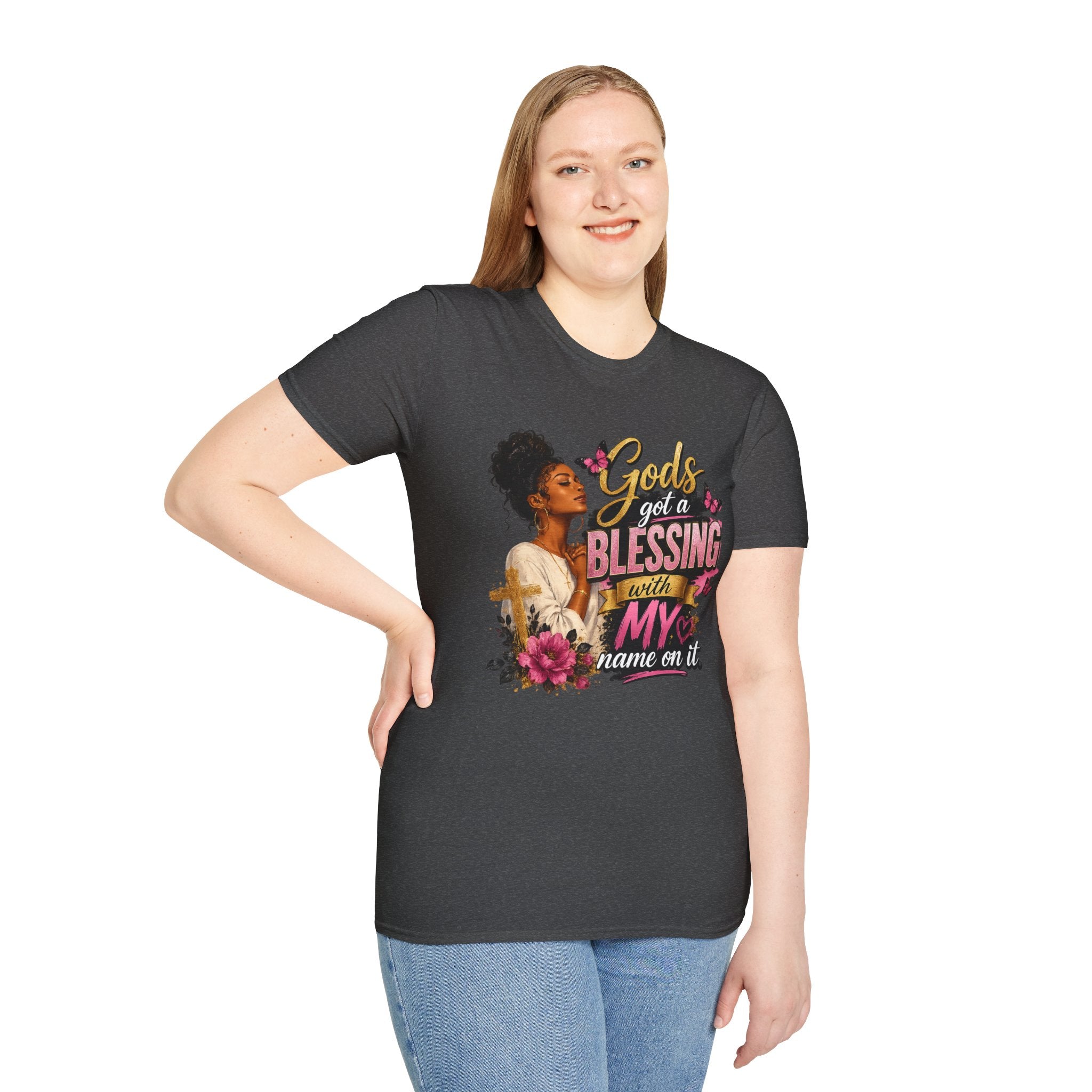 God's Got a Blessing With My Name On It T-Shirt | Faith Tee | Black Woman Prayer Graphic Tee