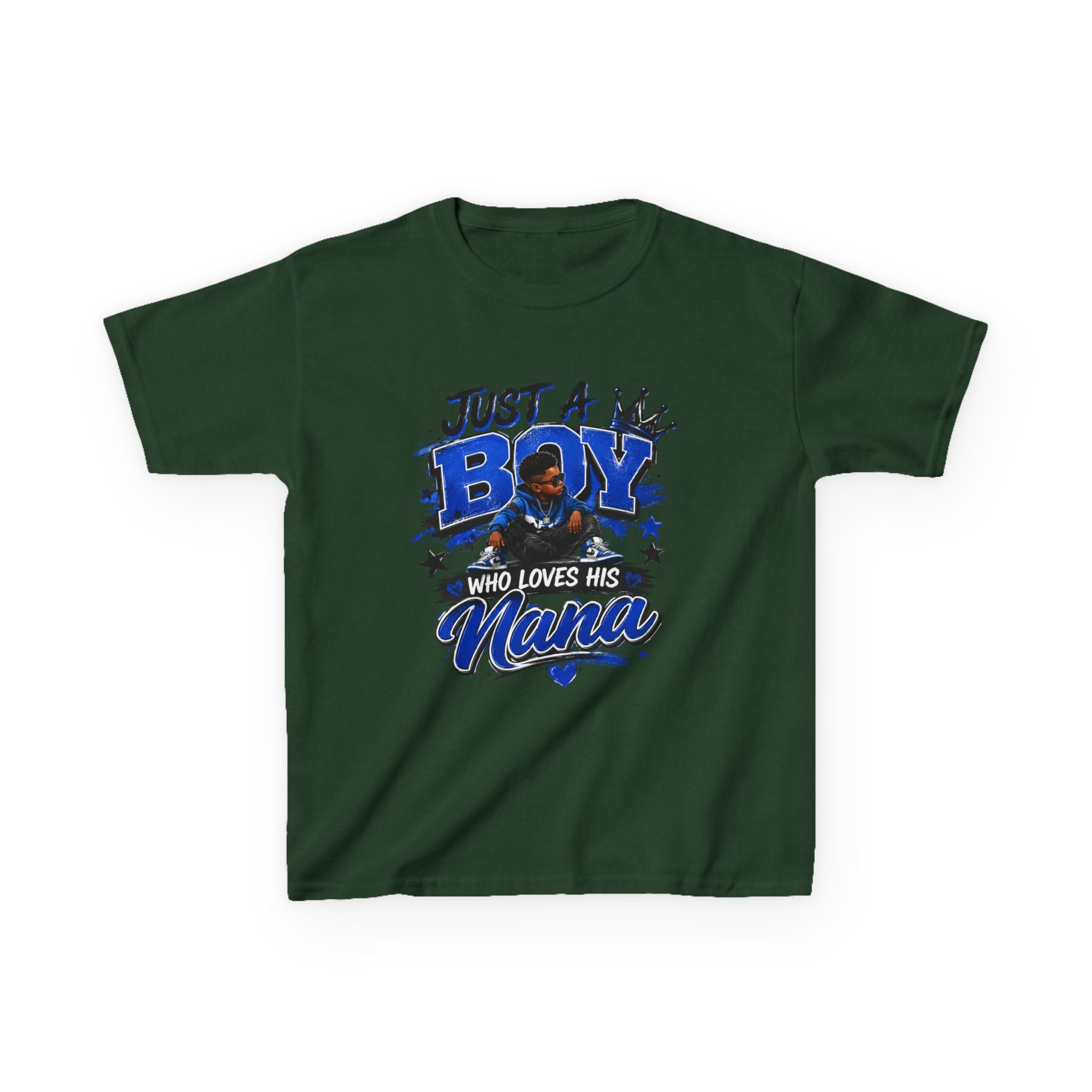 Just a Boy Who Loves His Nana T-Shirt | Hip Hop Kids Graphic Tee | Nana Gift Shirt for Boys