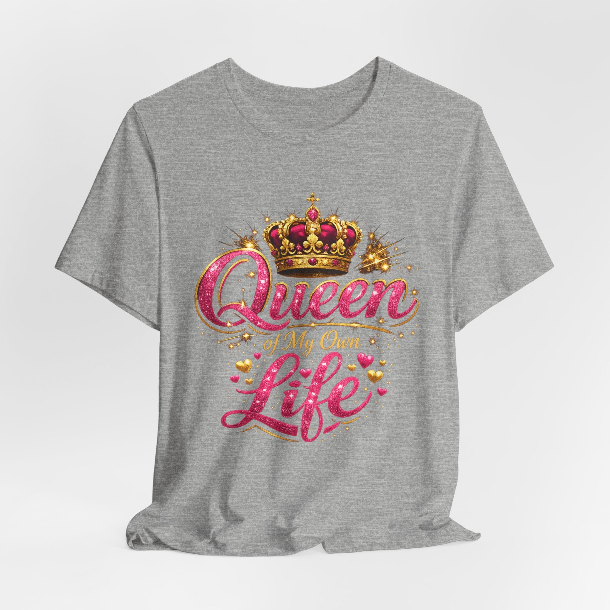 Queen of My Own Life T-Shirt | Crown Glitter Graphic Tee for Women