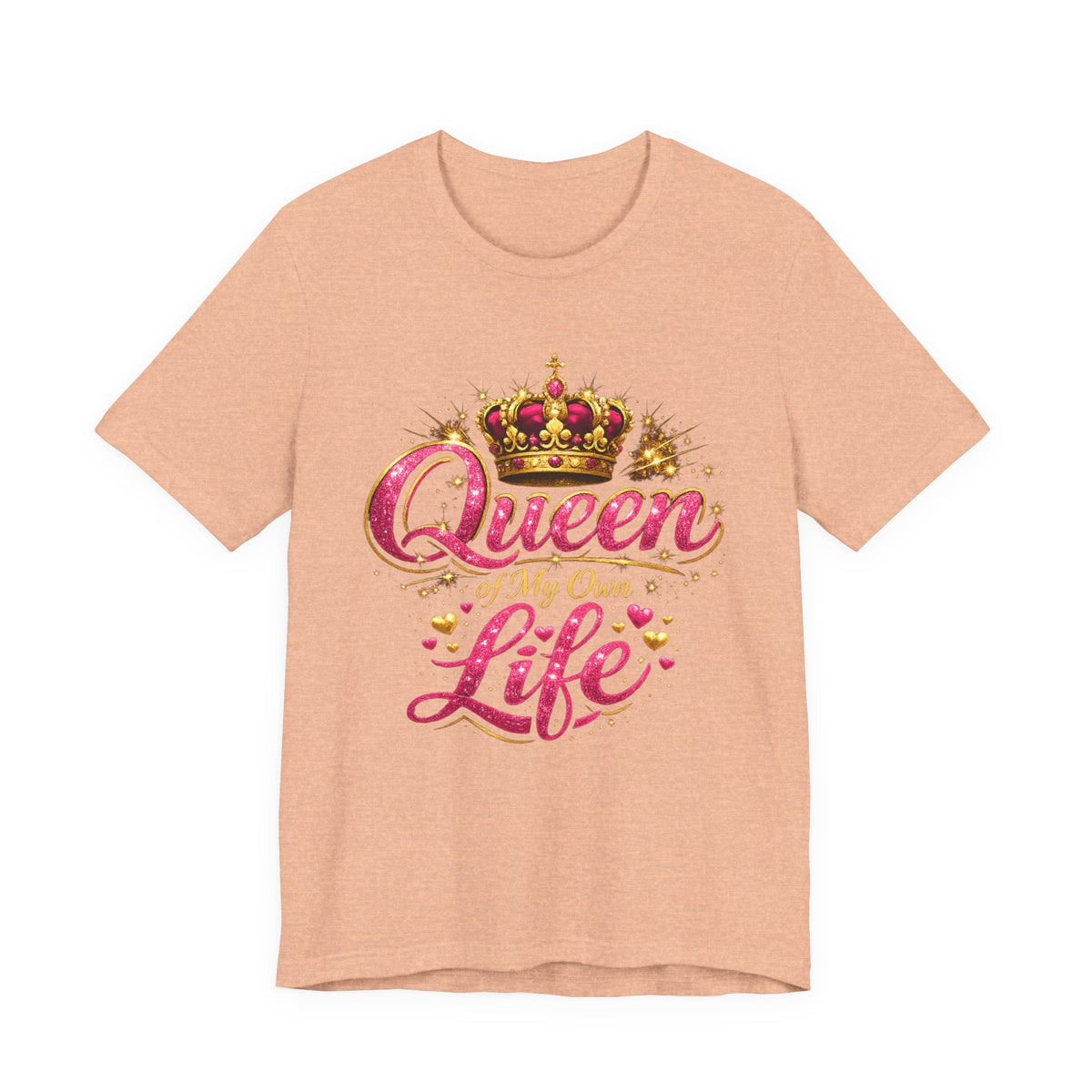 Queen of My Own Life T-Shirt | Crown Glitter Graphic Tee for Women