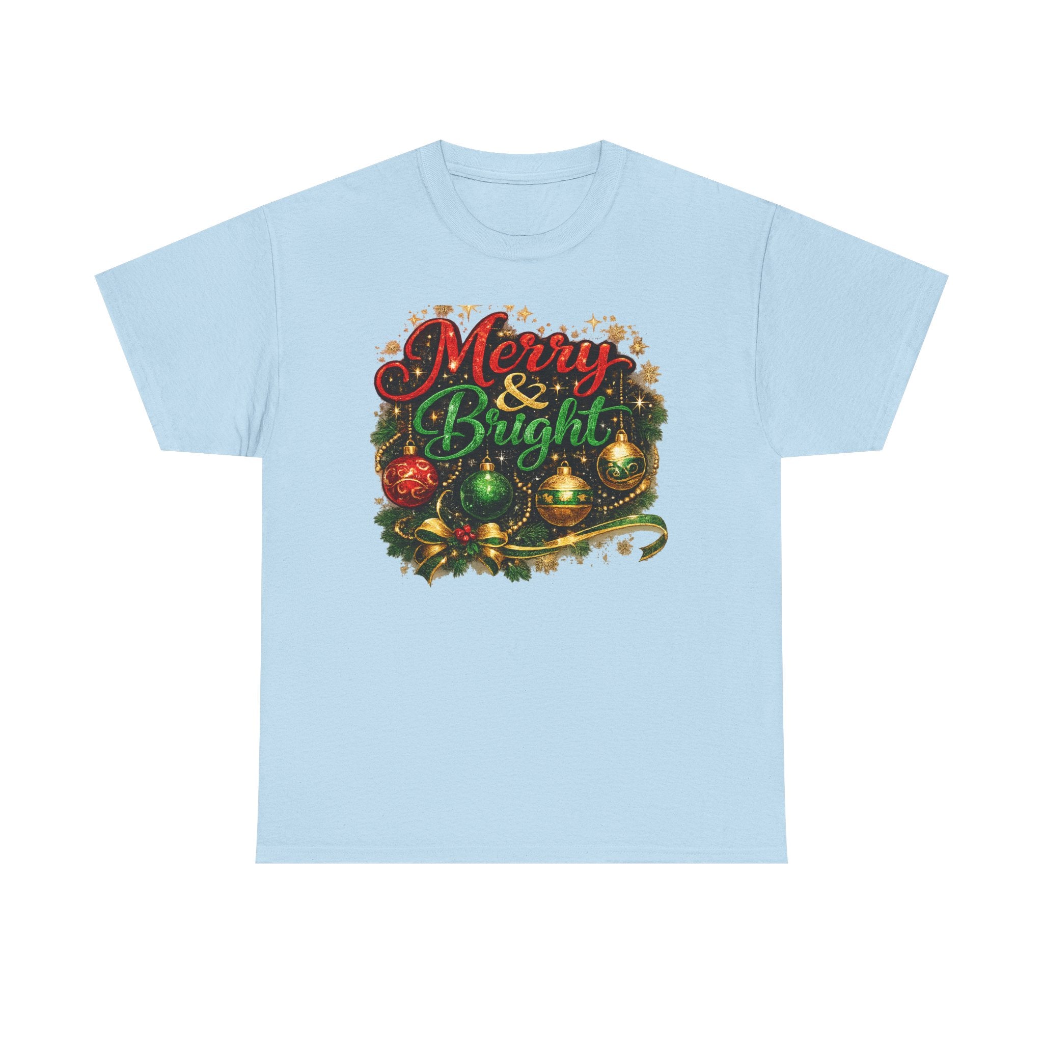 Merry and Bright Christmas Shirt – Glitter Holiday Tee | Classic Christmas Gift