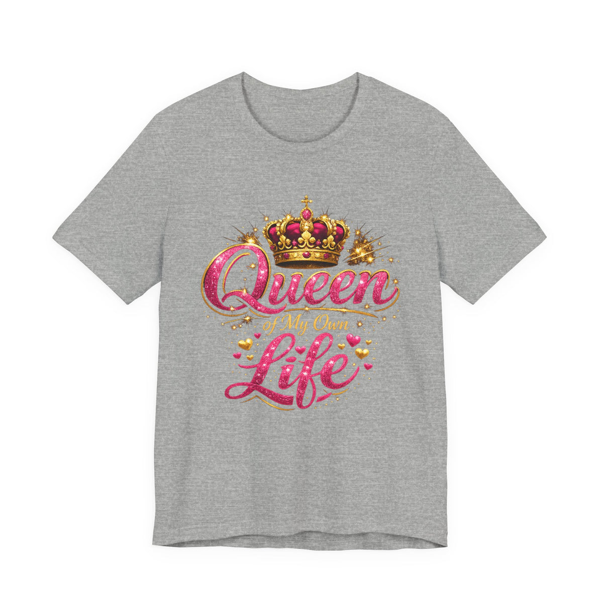 Queen of My Own Life T-Shirt | Crown Glitter Graphic Tee for Women