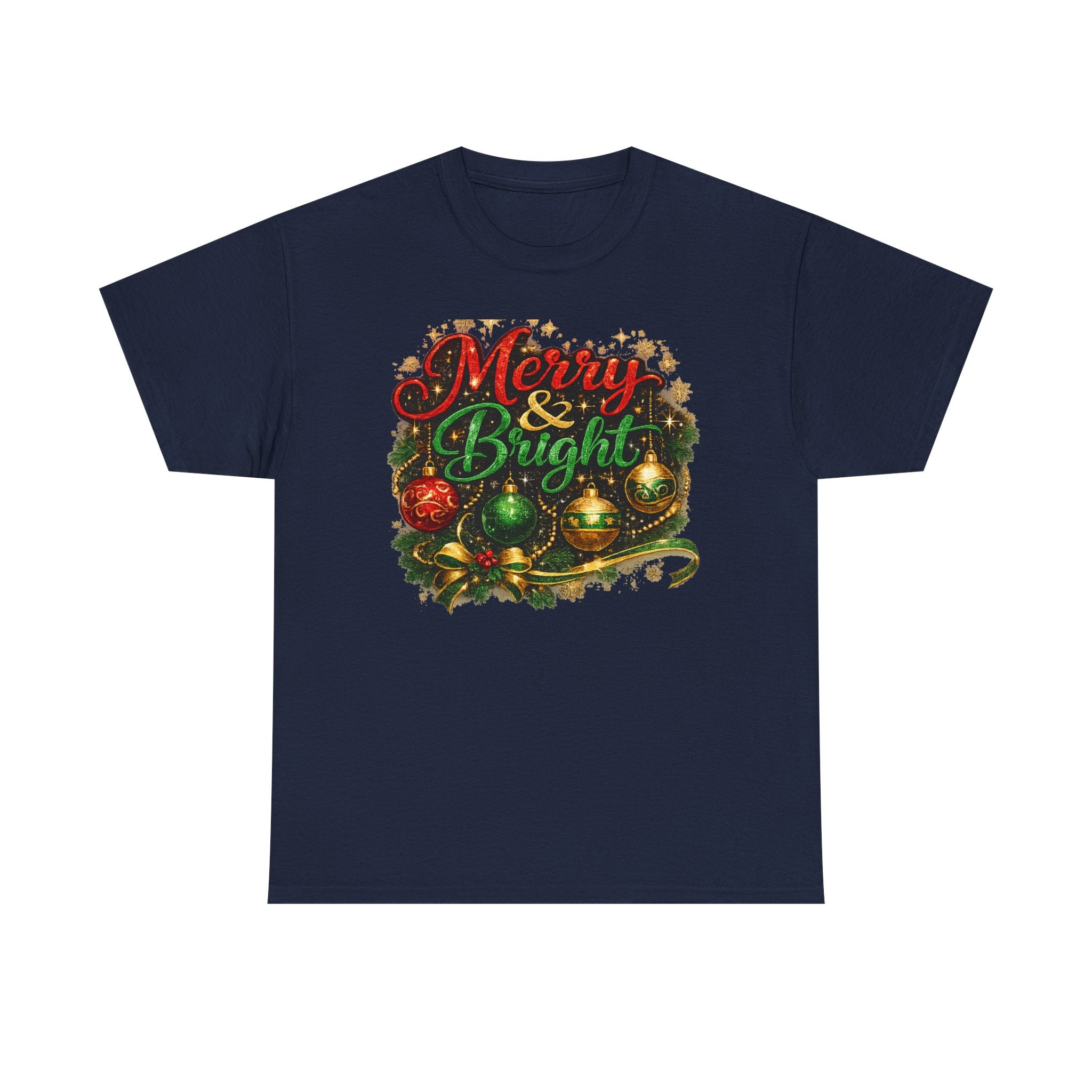 Merry and Bright Christmas Shirt – Glitter Holiday Tee | Classic Christmas Gift
