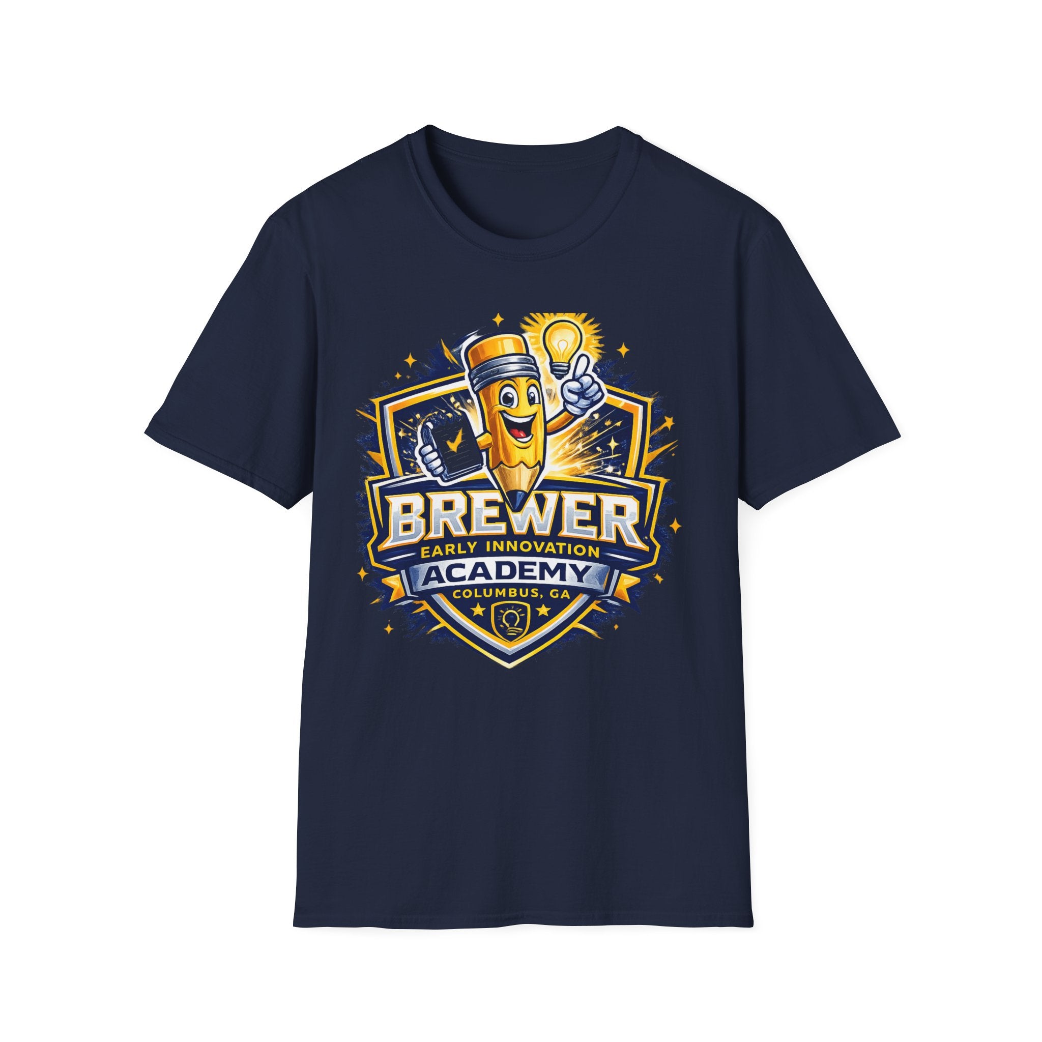 Brewer Early Innovation Academy T-Shirt | Columbus GA School Spirit Tee | BEIA Pencil Mascot Graphic Tee