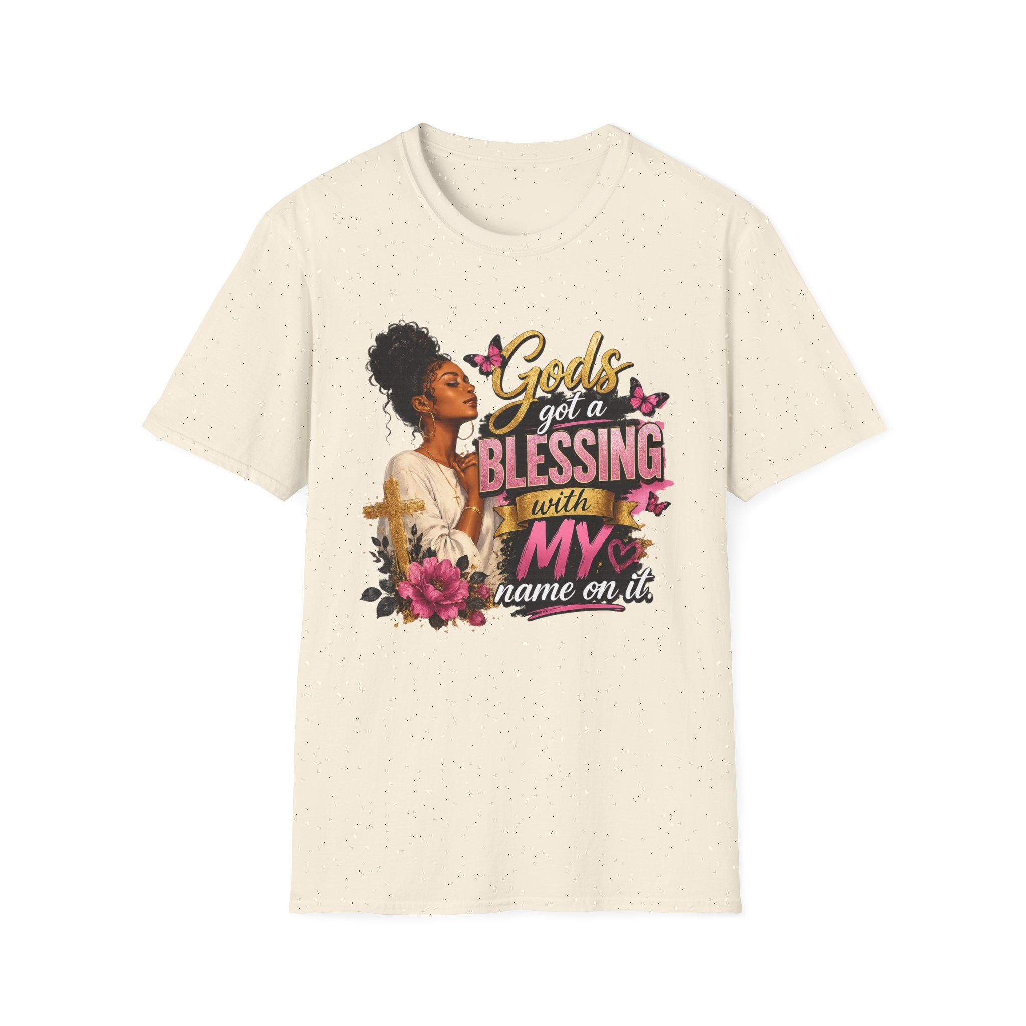 God's Got a Blessing With My Name On It T-Shirt | Faith Tee | Black Woman Prayer Graphic Tee