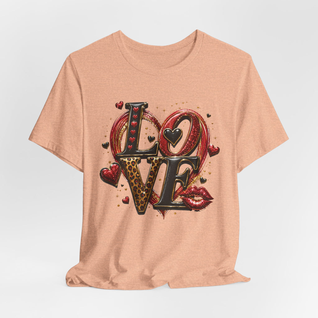 LOVE – Leopard Print & Glitter Valentine's Day T-Shirt