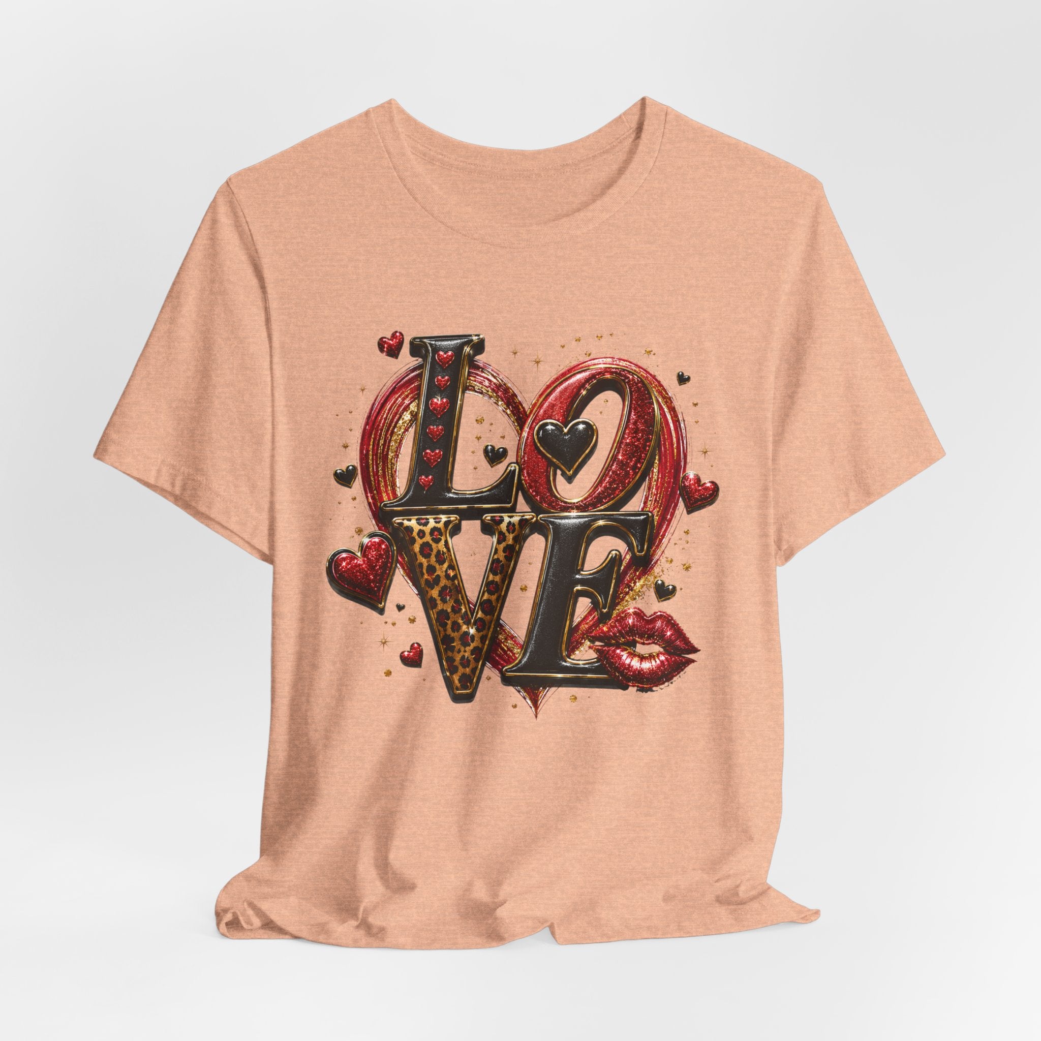 LOVE – Leopard Print & Glitter Valentine's Day T-Shirt